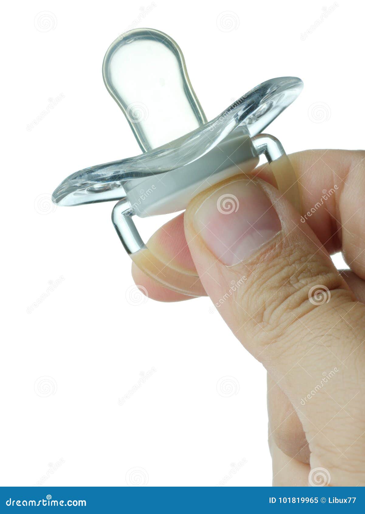 Hand Holding Pacifier Isolated Stock Image Image of gesture, hand