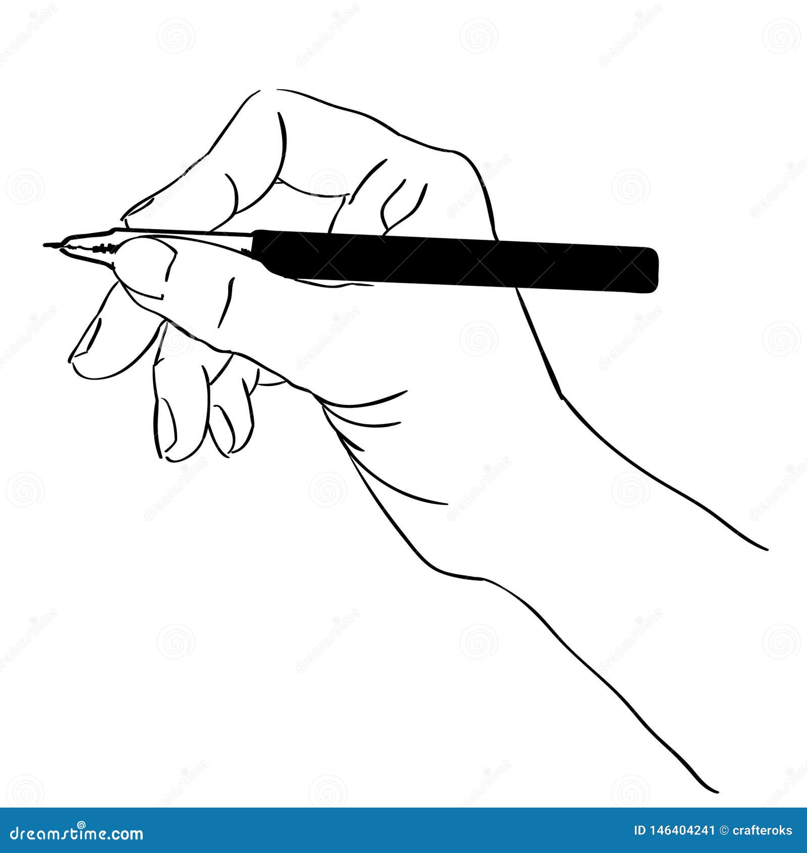 Hand Holding A Pen Illustration By Crafteroks Stock Vector