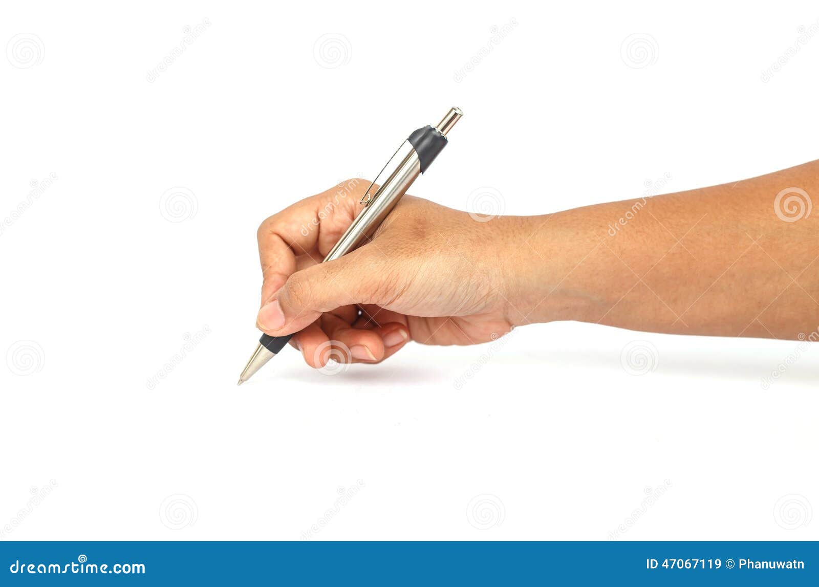 Hand Holding Pen Isolated on White Background Stock Image Image of