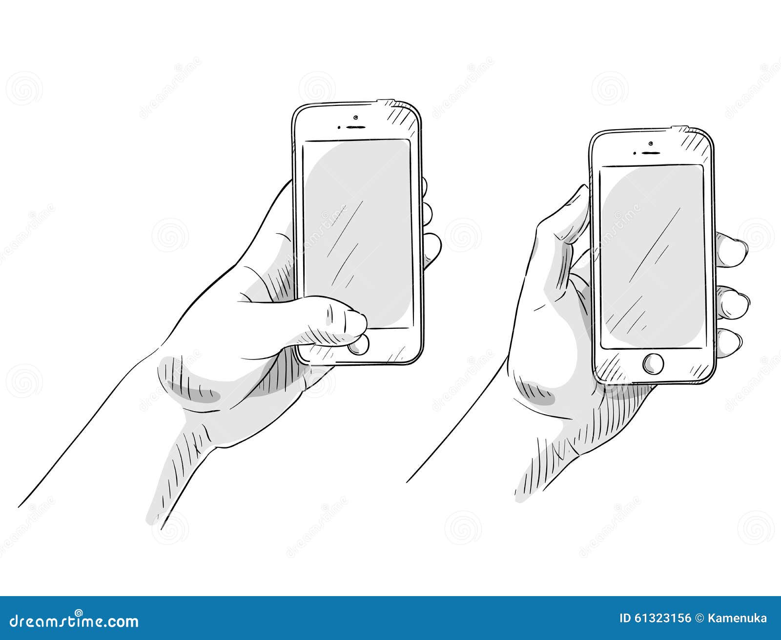 Hand Holding Phone, Hand Drawn Stock Vector - Illustration of cellphone