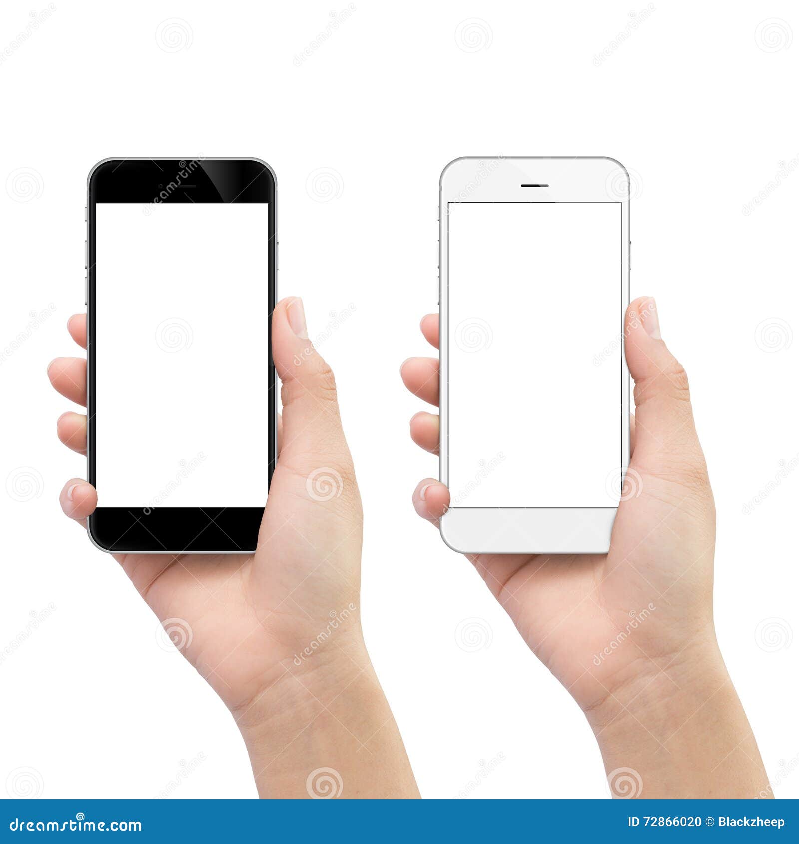 hand holding phone  on white