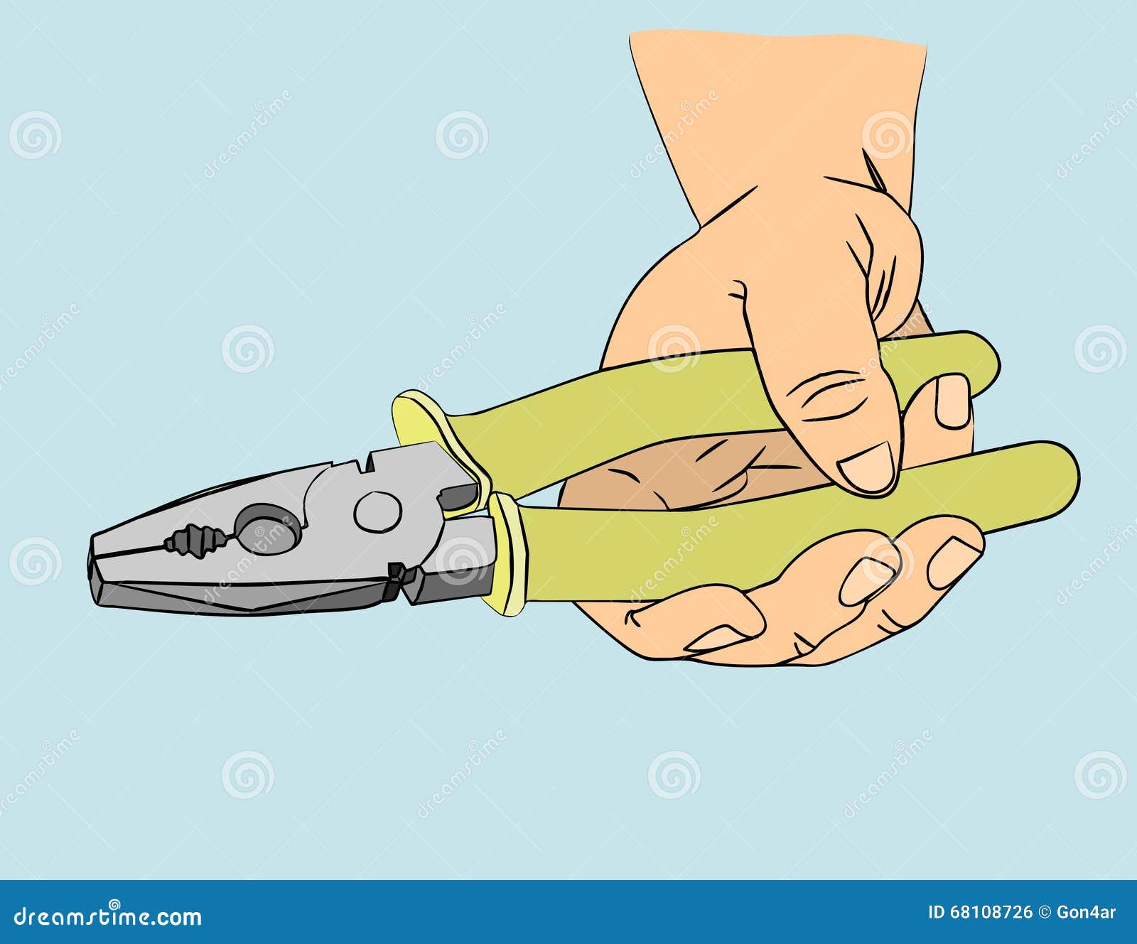 The Hand Holding the Pliers. Stock Vector Illustration of repair