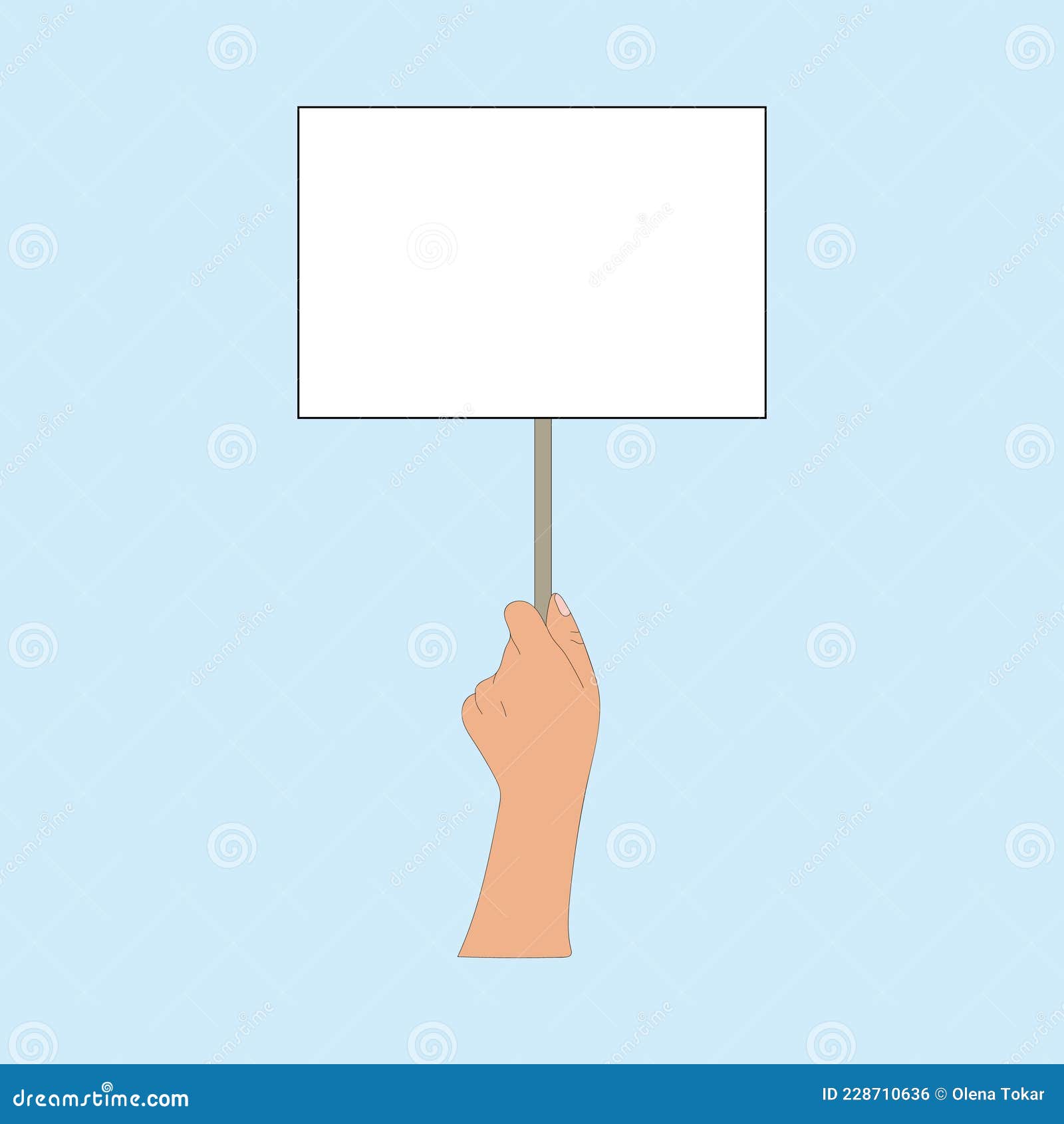 Hand Holding a Poster, Vector Illustration of Hand Draw Stock Vector