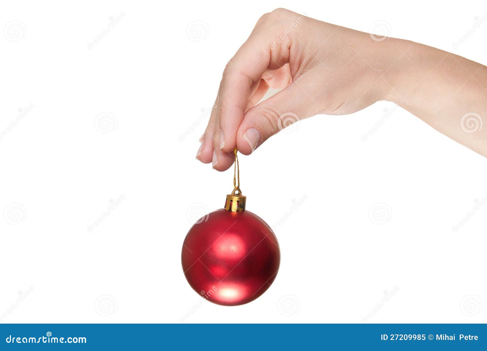 Hand Holding a Red Christmas Ball Stock Image - Image of girl ...