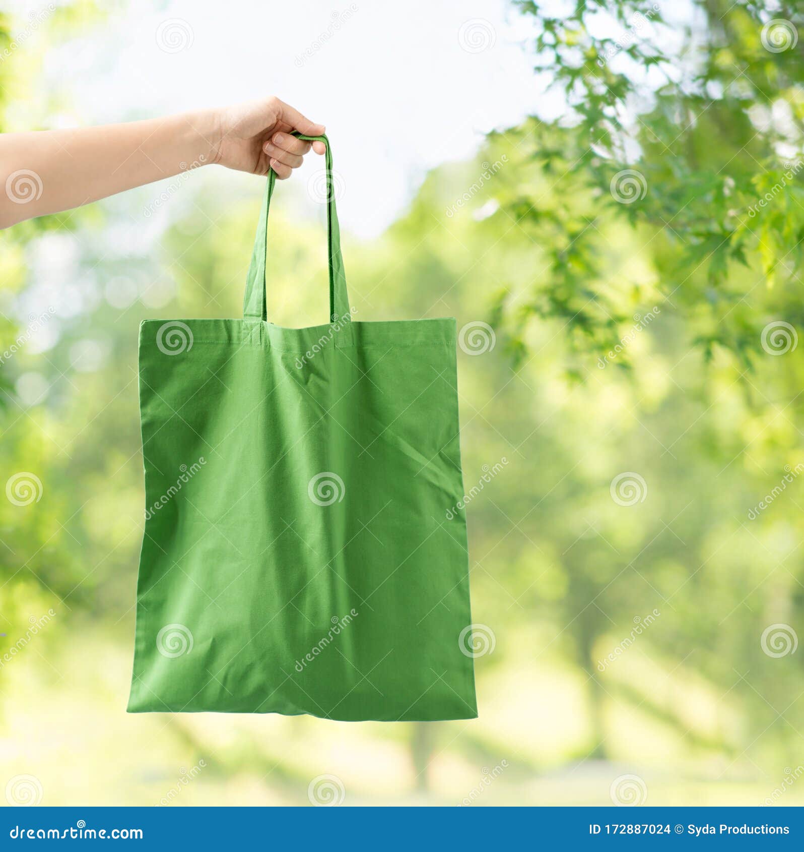 Hand Holding Reusable Canvas Bag for Food Shopping Stock Photo - Image ...