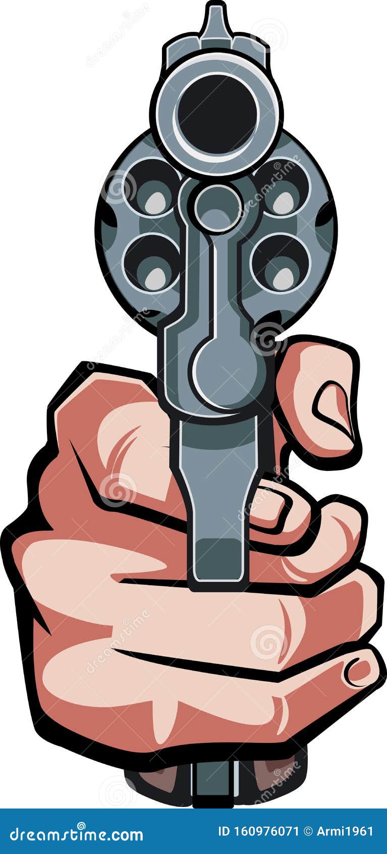 Hand Holding Revolver in Front View Stock Vector - Illustration of