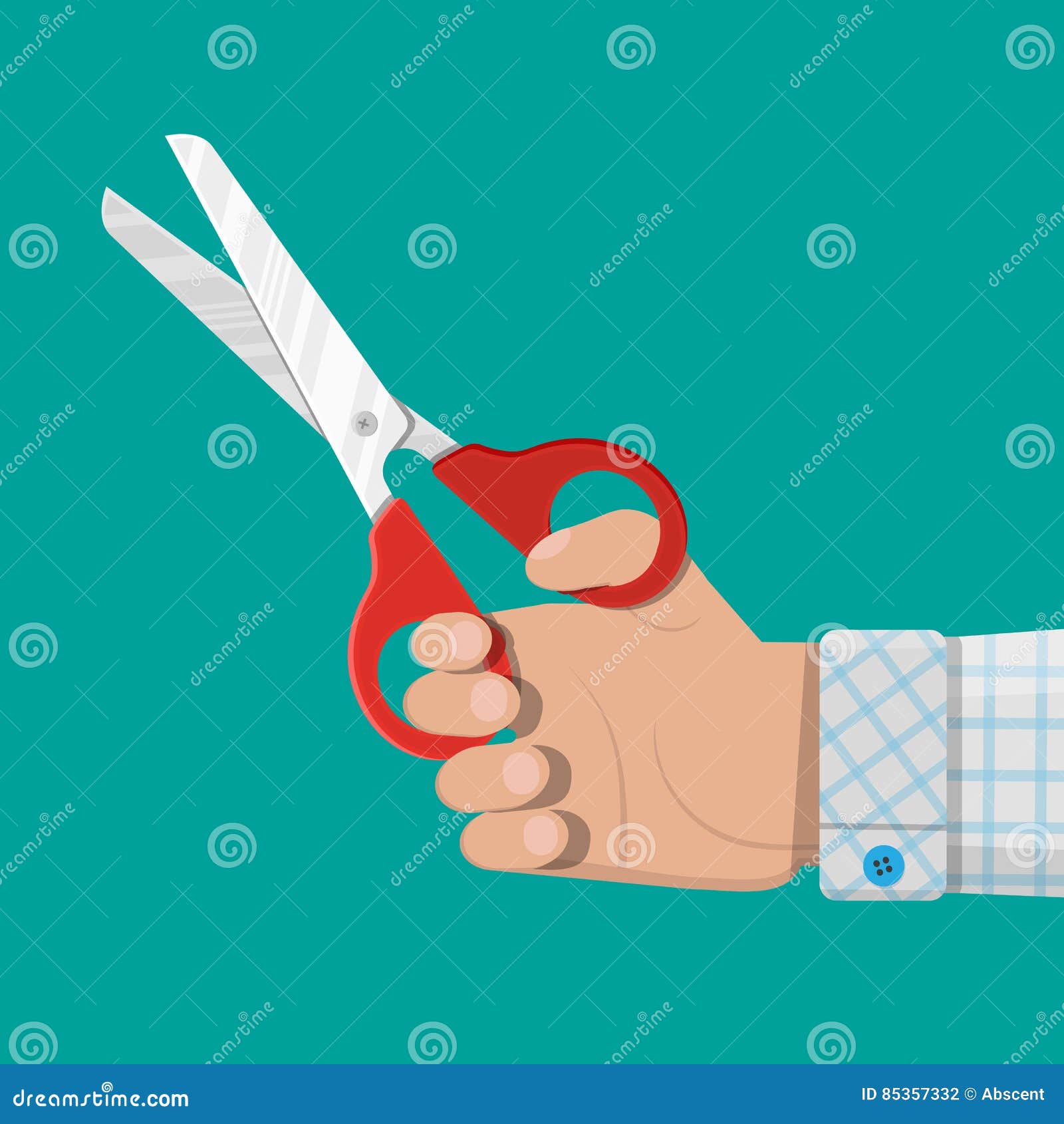 Hand Holding Scissors. Flat Style. Stock Vector - Illustration of ...