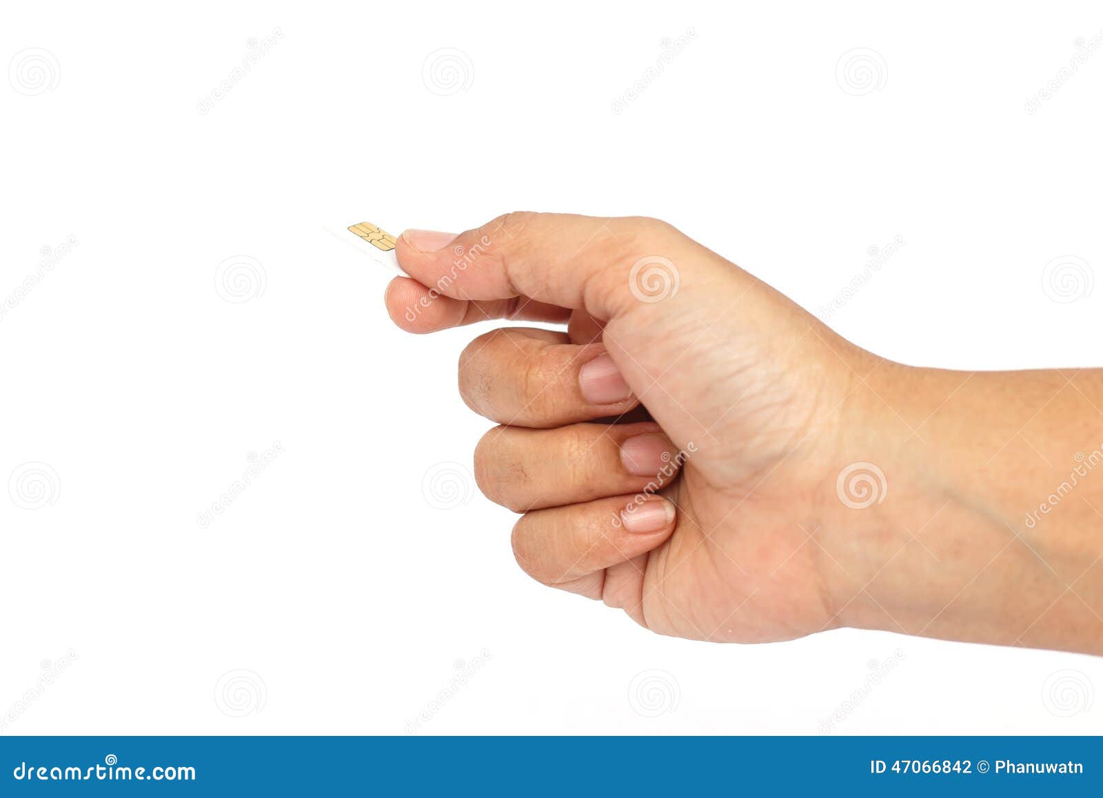 Hand Holding Sim Card Isolated on White Background Stock Photo - Image