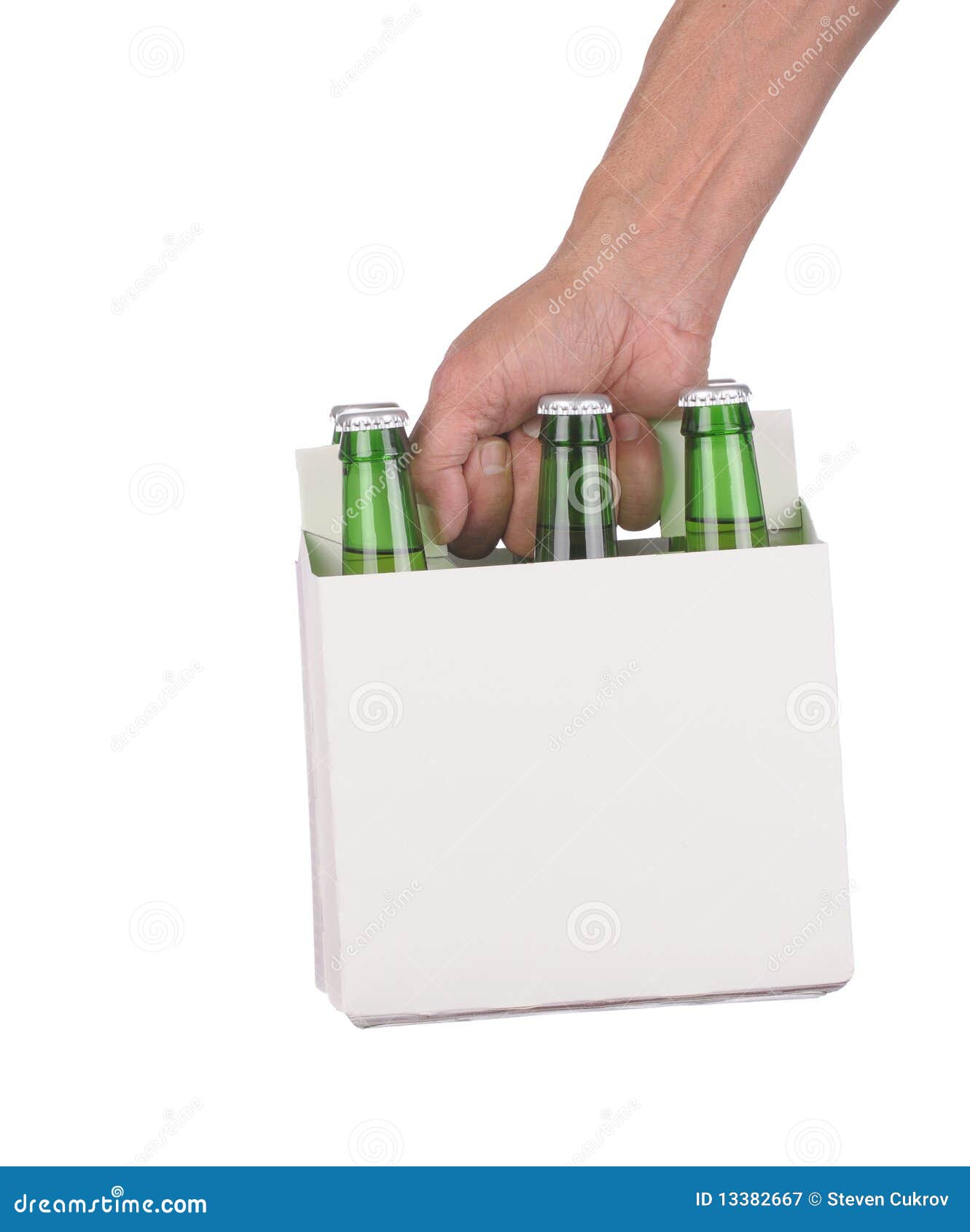 Hand Holding a Six Pack of Beer Bottles Stock Image Image of cold