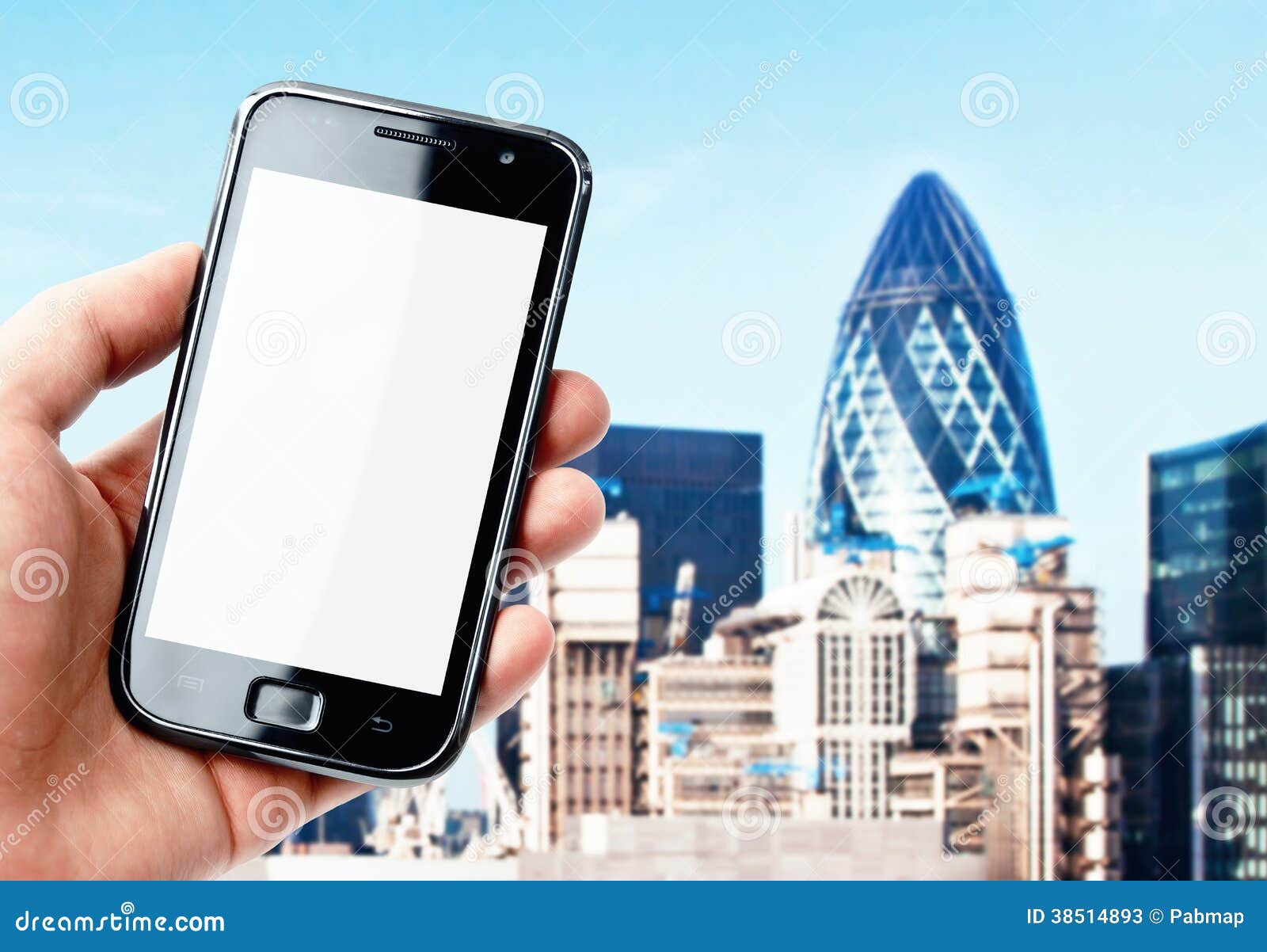 Hand Holding Smartphone in London City Stock Image Image of