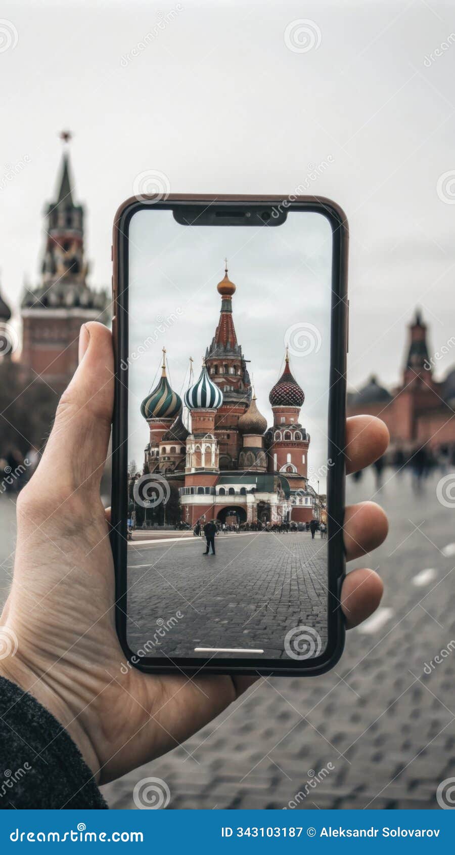 capturing saint basil's cathedral in red square, moscow, russia with a smartphone in hand