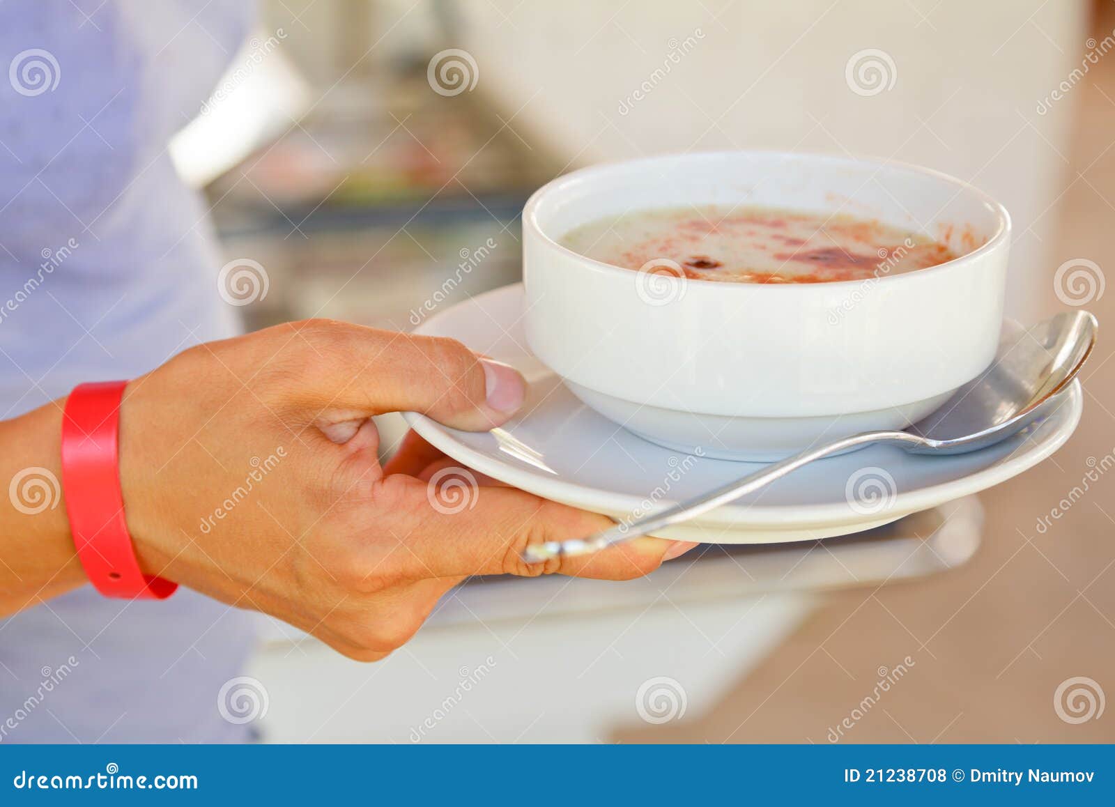 Hand holding soup stock photo. Image of hotel, dining 21238708