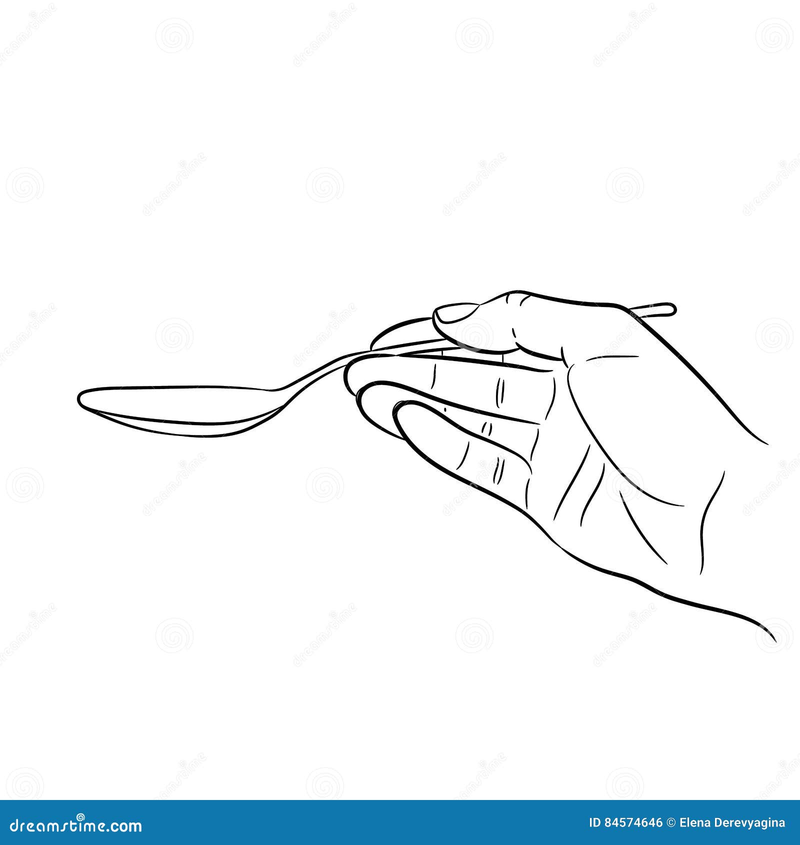 Hand Holding a Spoon on White of Illustrations Stock Illustration