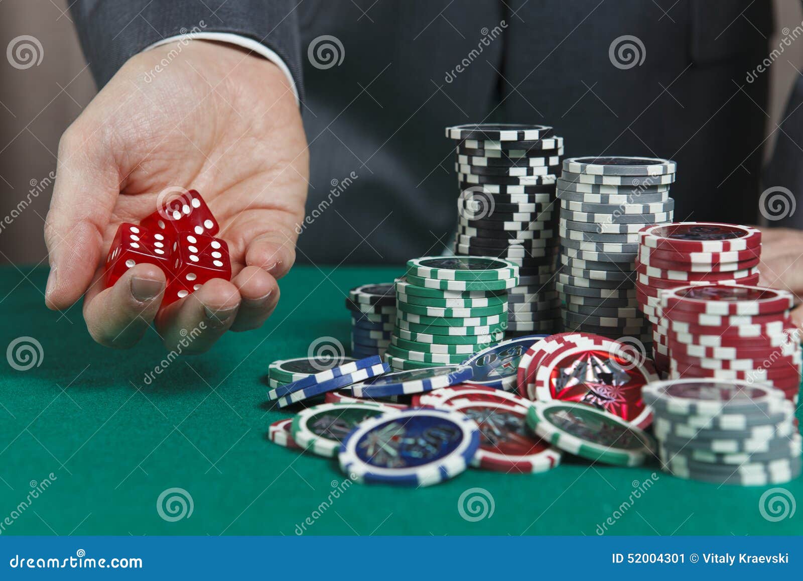 Hand Holding Three Red Dice Stock Image Image of shape, macro 52004301