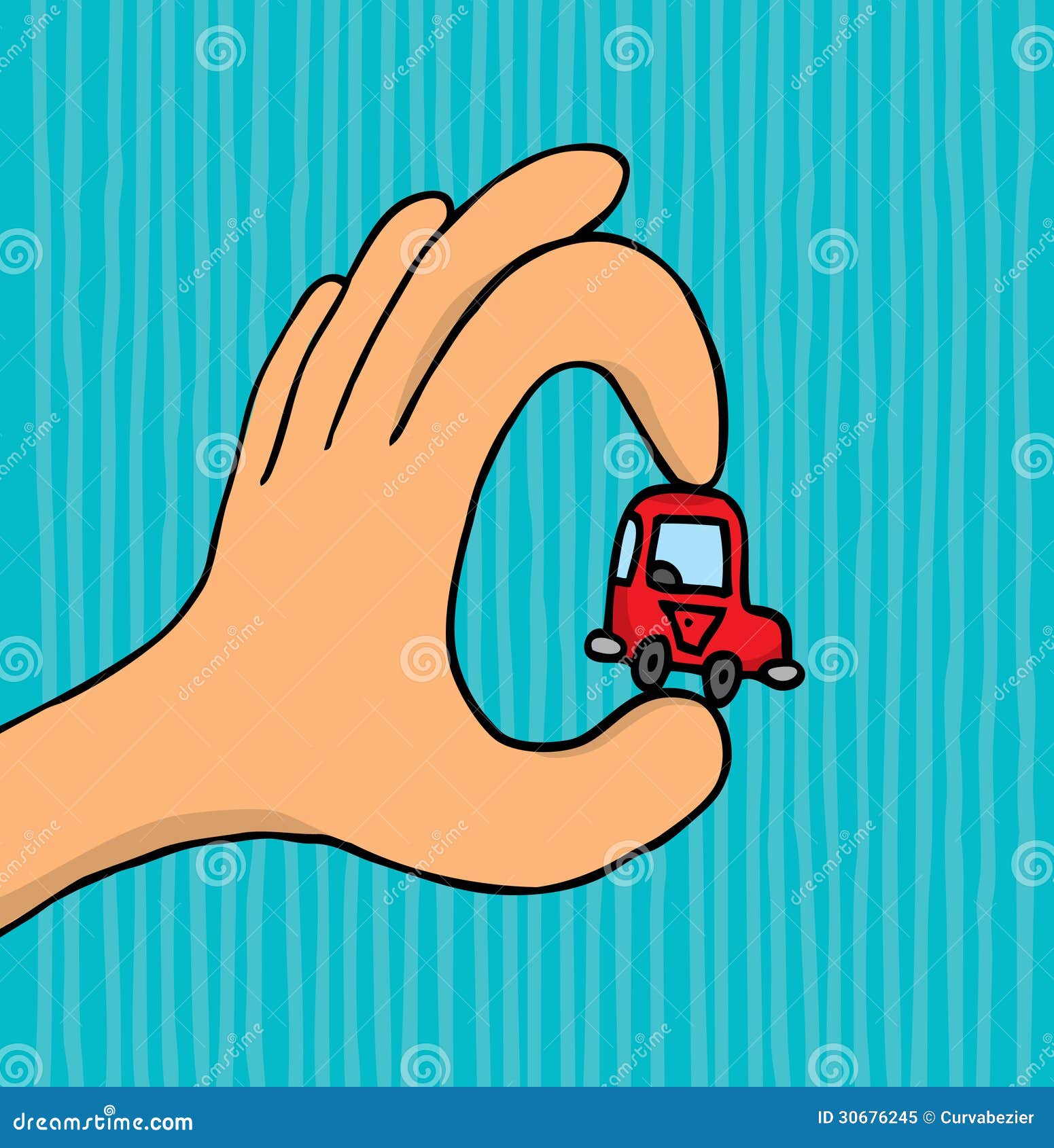 Hand holding tiny car stock illustration. Illustration of vehicle