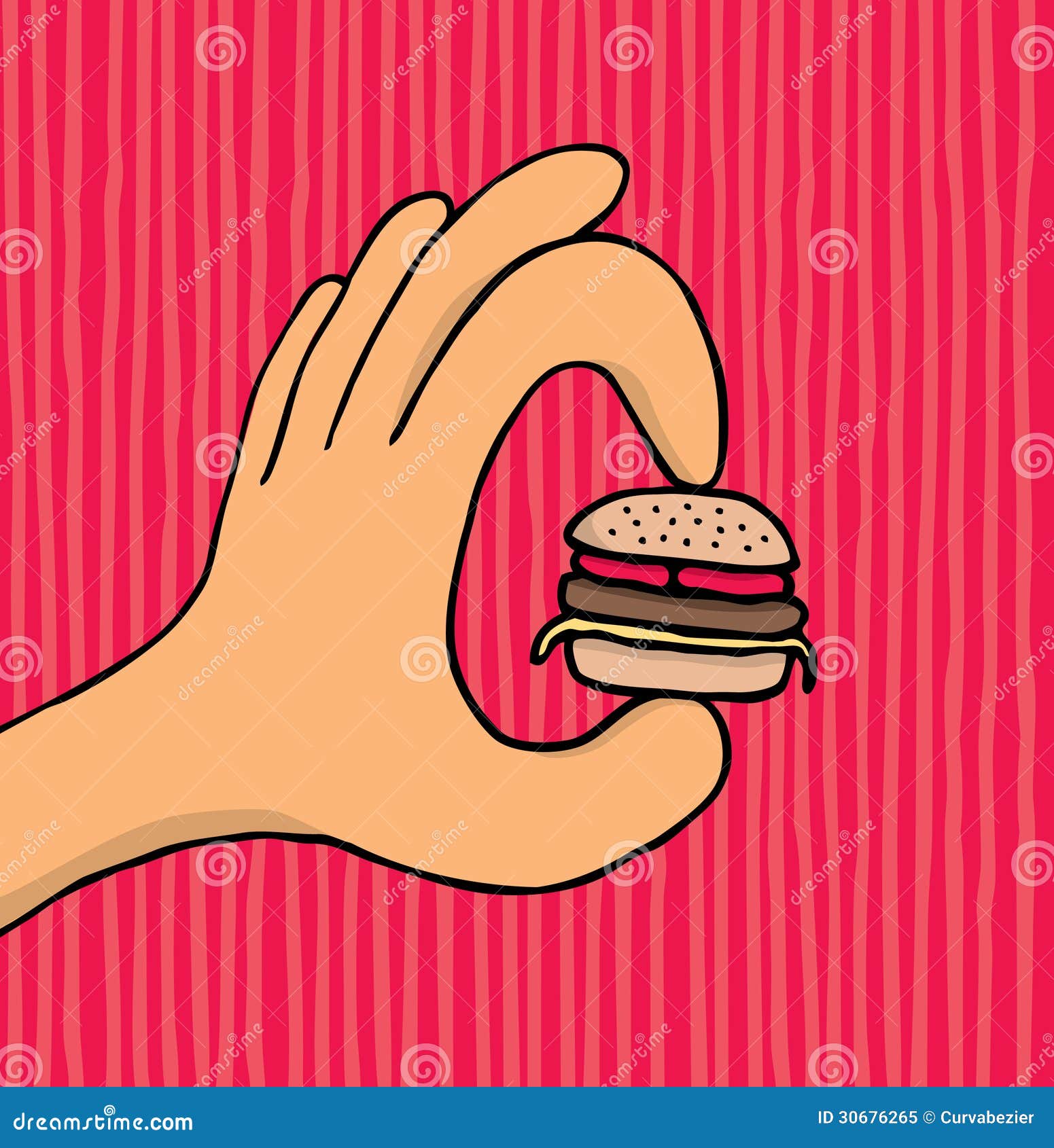 Hand Holding Tiny Hamburger Stock Illustration - Image: 30676265