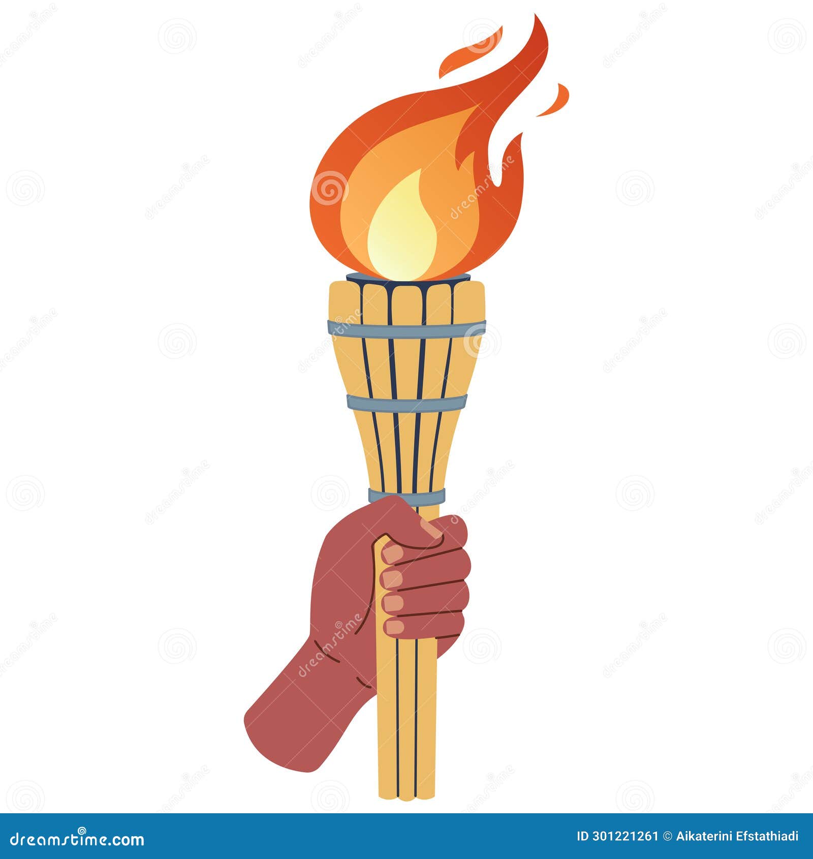 Hand Holding a Torch. Sport Symbol, Flat Vector Illustration Design