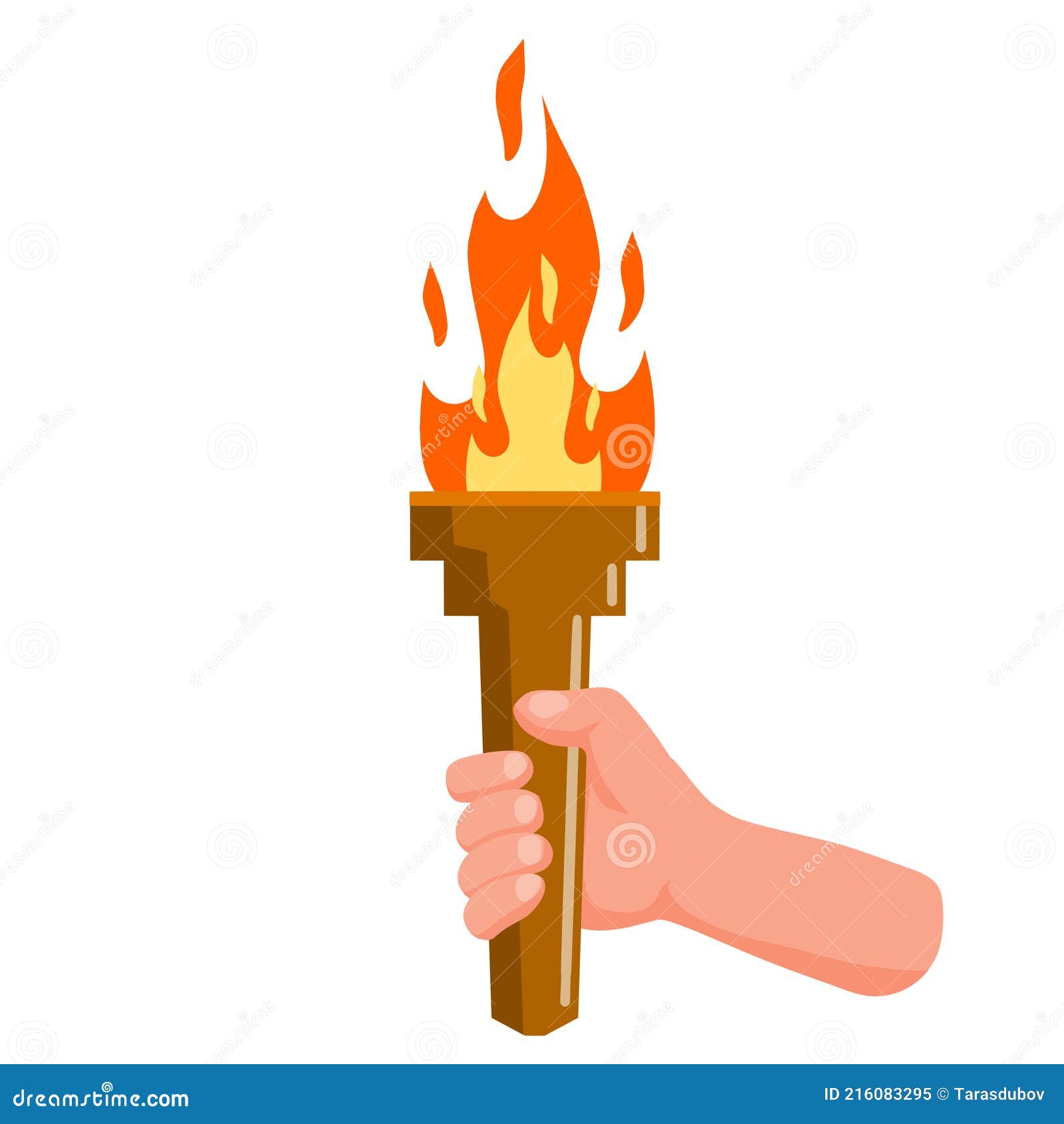 Hand Holding Torch. Symbol of Olympic Flame and Sports Stock Vector