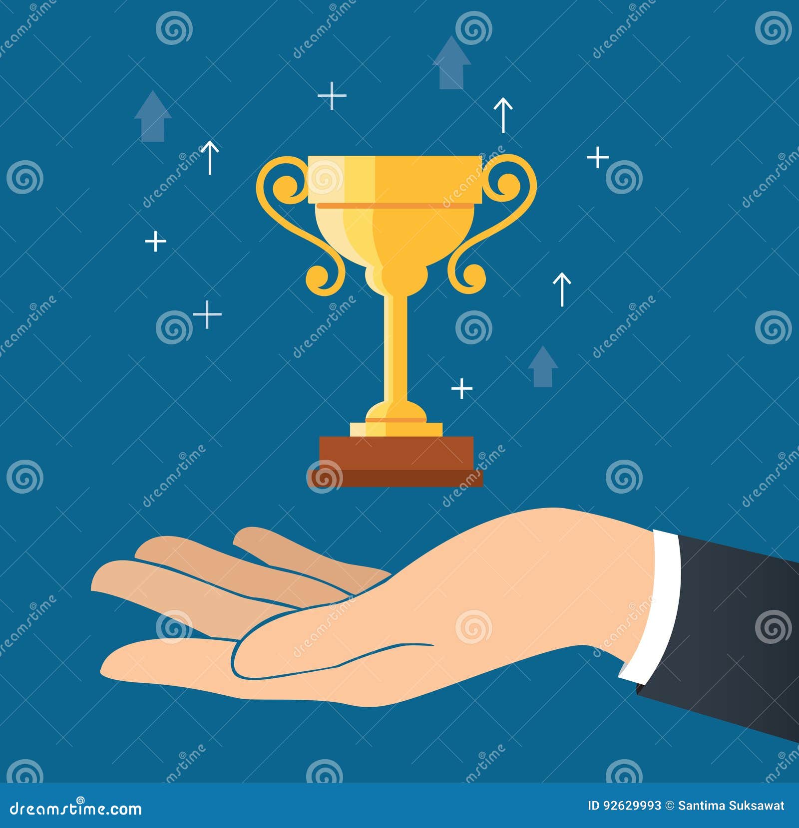 hand holding trophy cup , wining concept