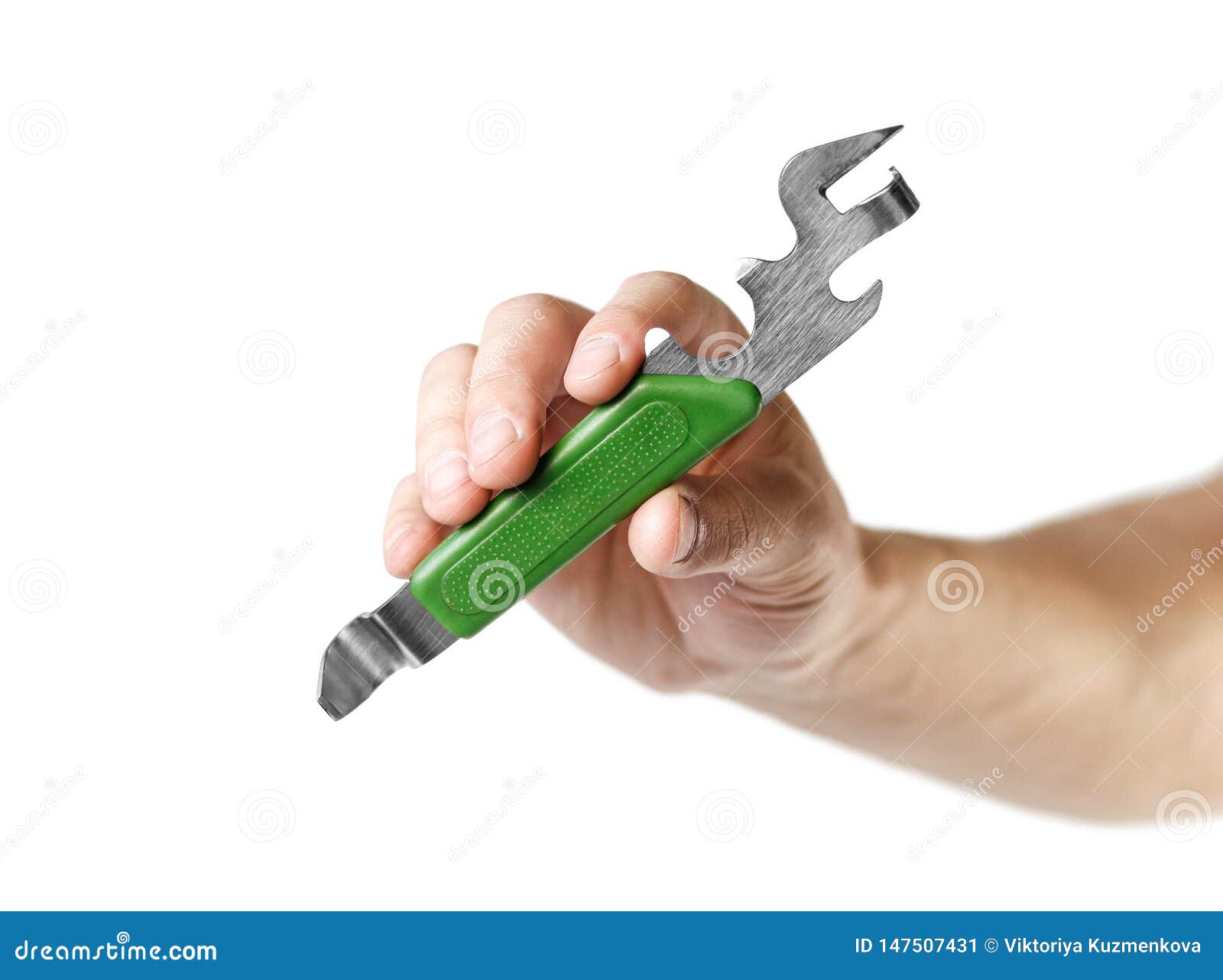 Hand Holding Universal Kitchen Can Opener. Close Up Stock Image - Image of  holding, finger: 147507431