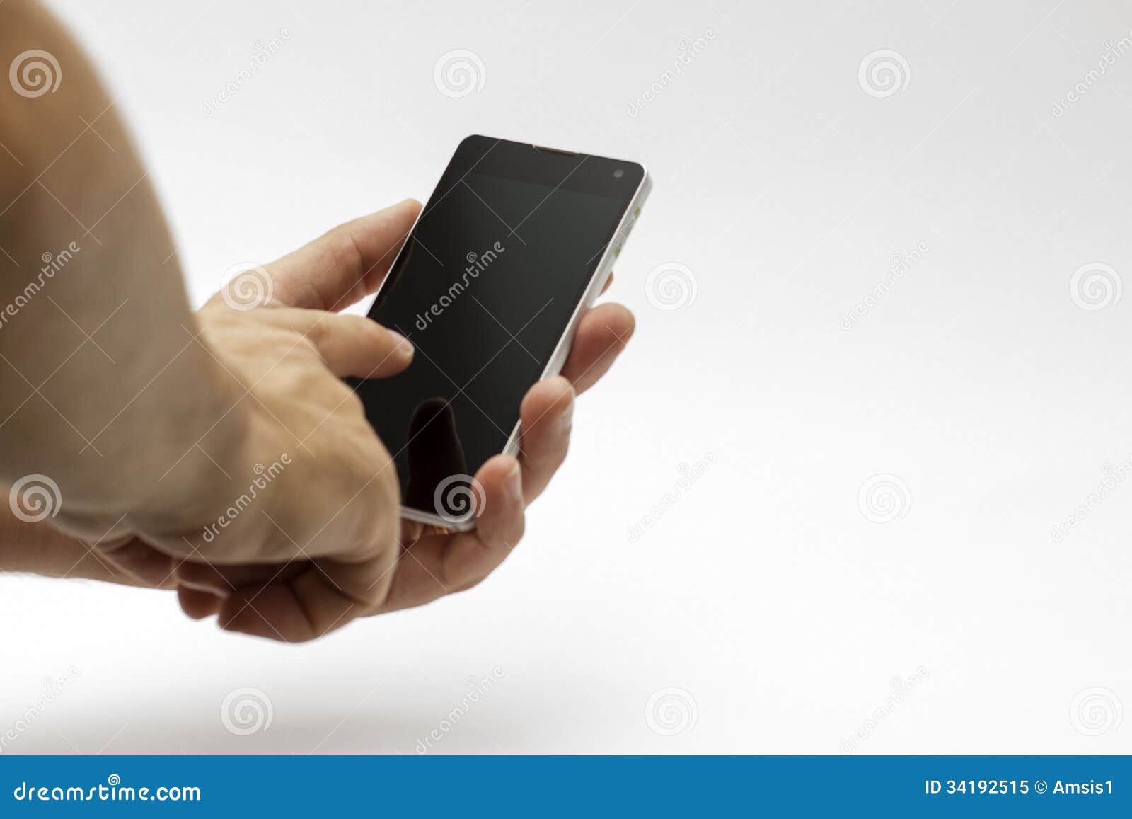Hand Holding and Using a Smartphone / Phone (isolated) Stock Image ...