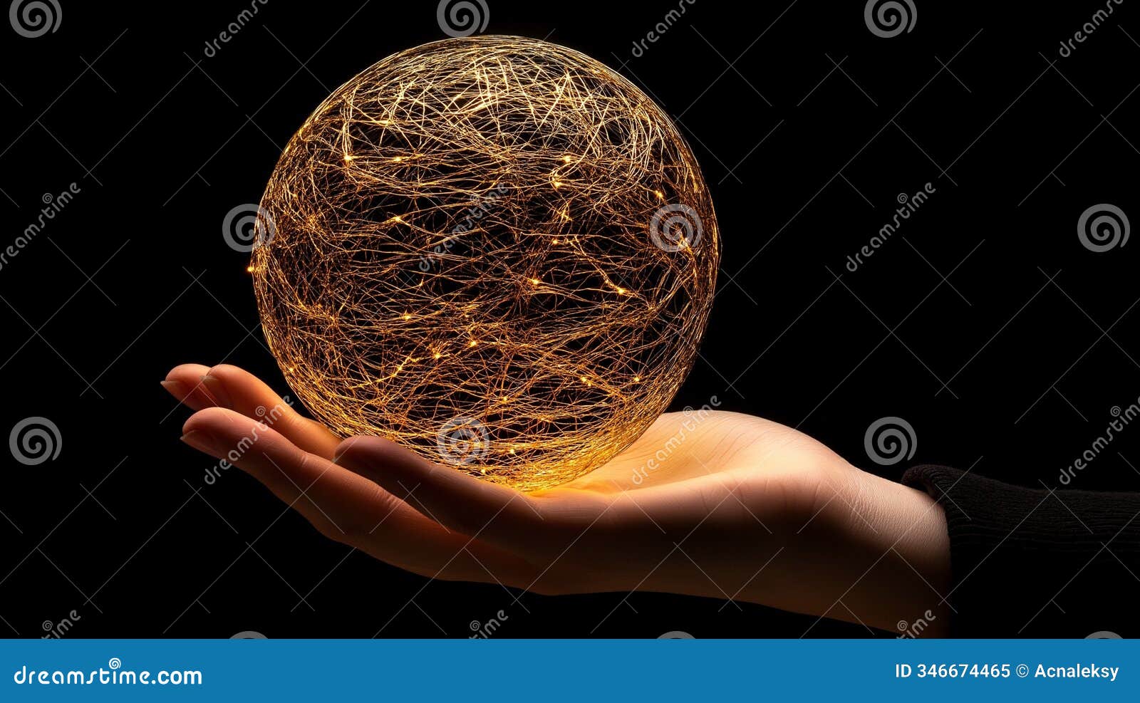 hand holding a vibrant globe covered in golden lines