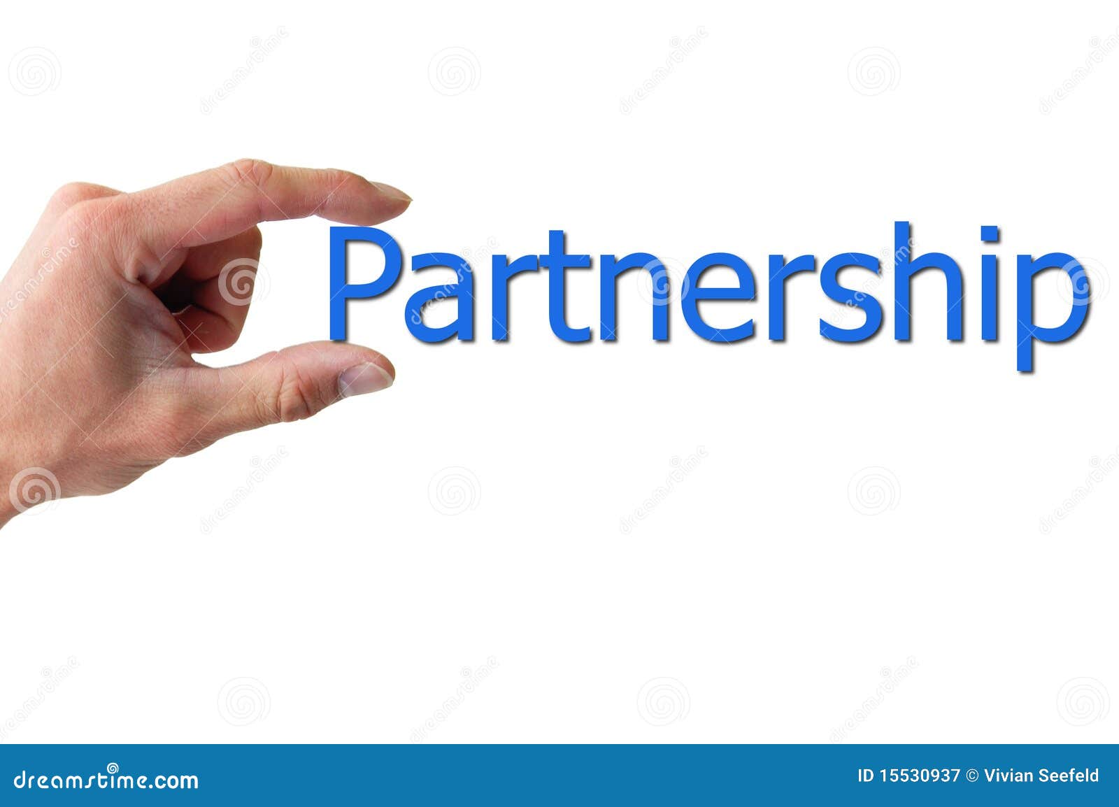 Hand Holding the Word Partnership Stock Image Image of presentation