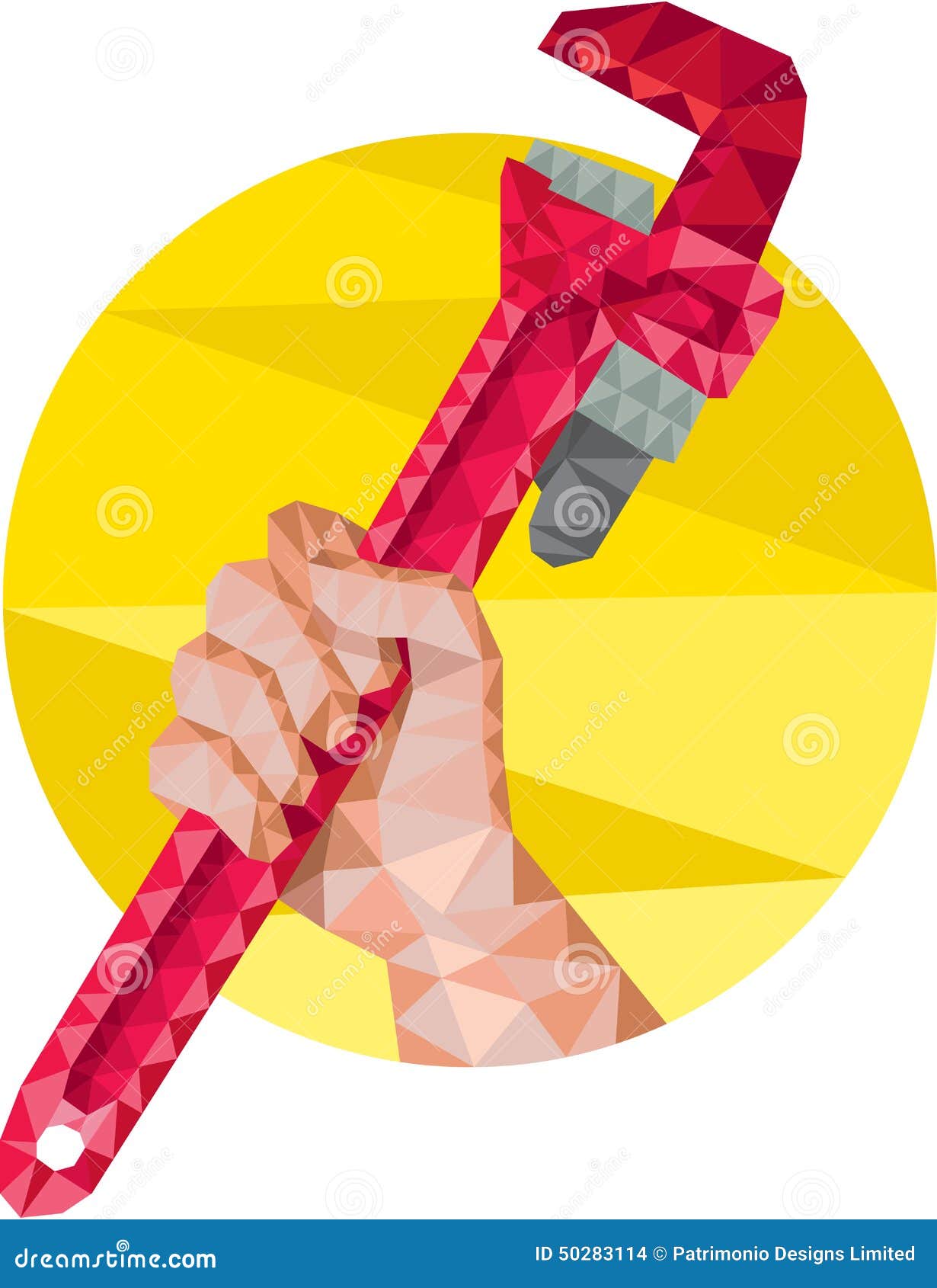 Hand Holding Wrench Circle Low Polygon Stock Vector Illustration of