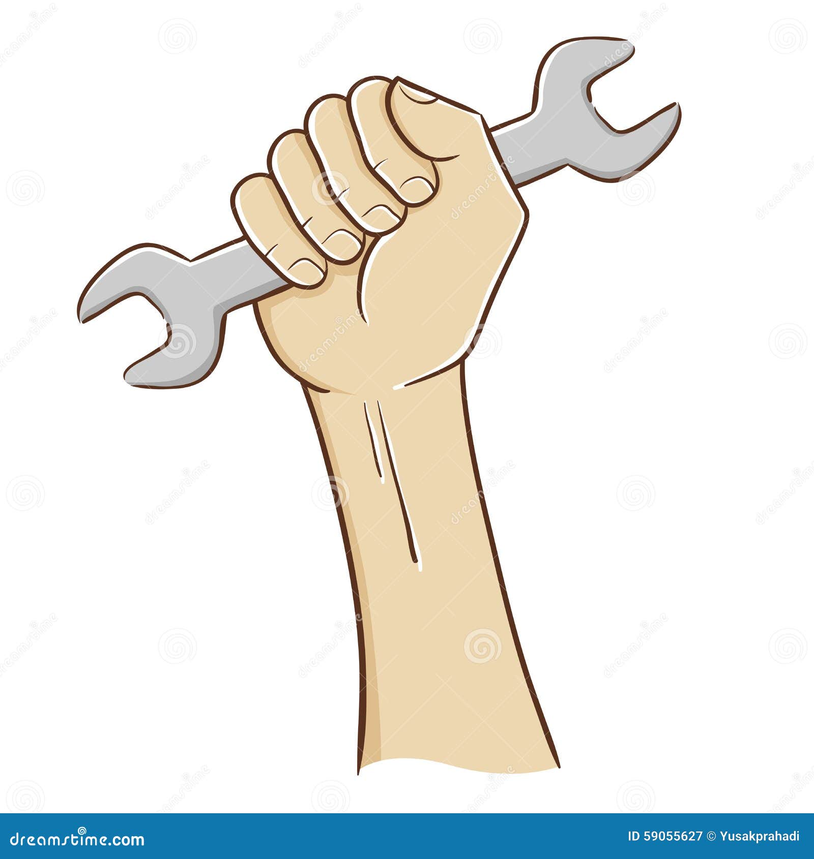 Hand Holding A Wrench Vector Illustration Cartoon Vector