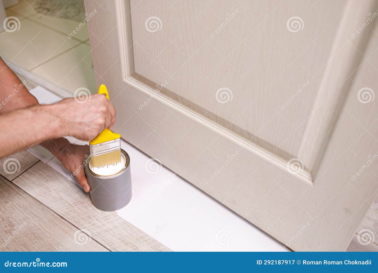 The Hand that Holds the Brush Dips it in the Paint. Repair Staining the