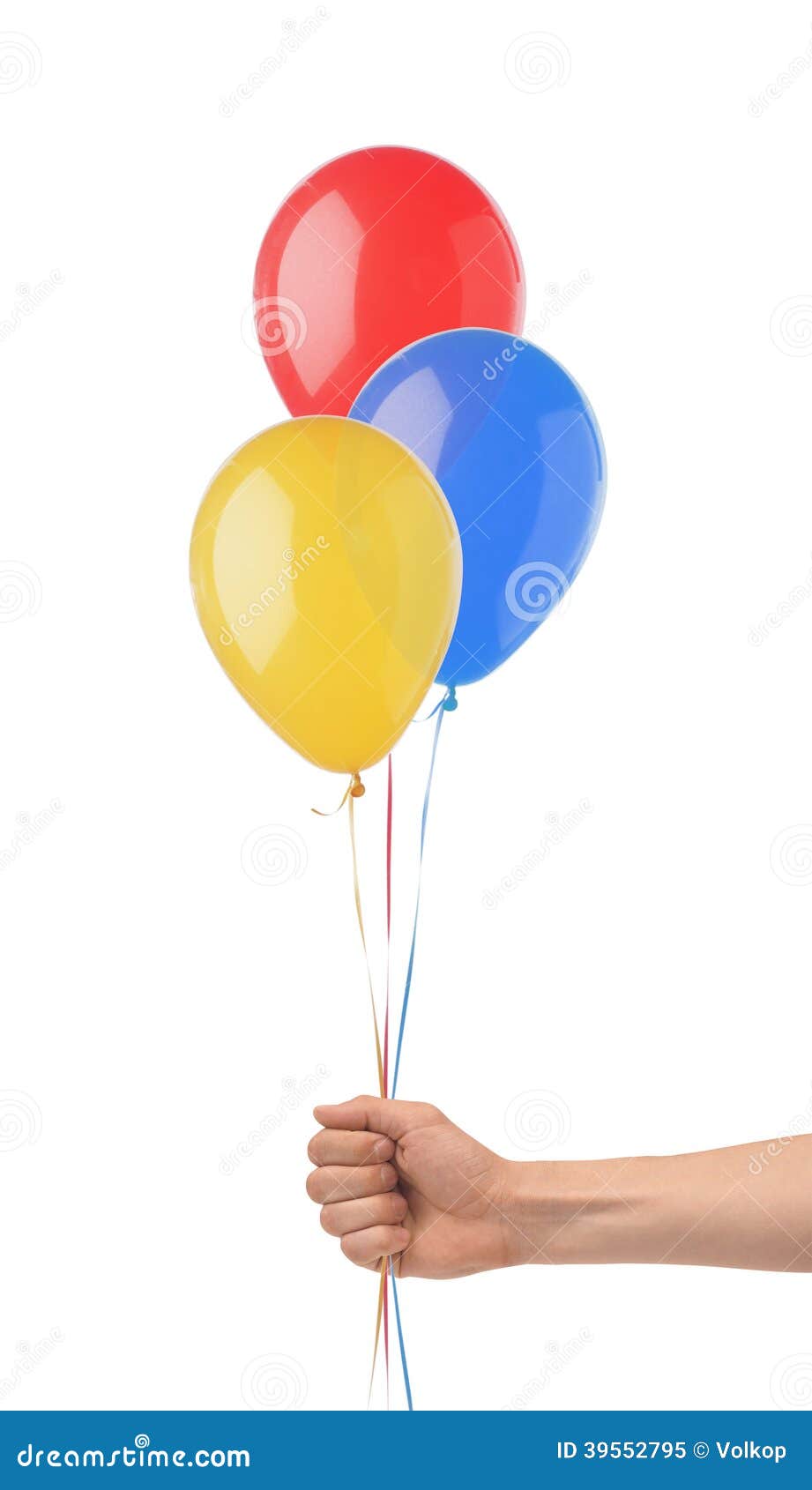 Hand Holds Colorful Balloons Isolated on White Stock Image Image of decoration, festive 39552795