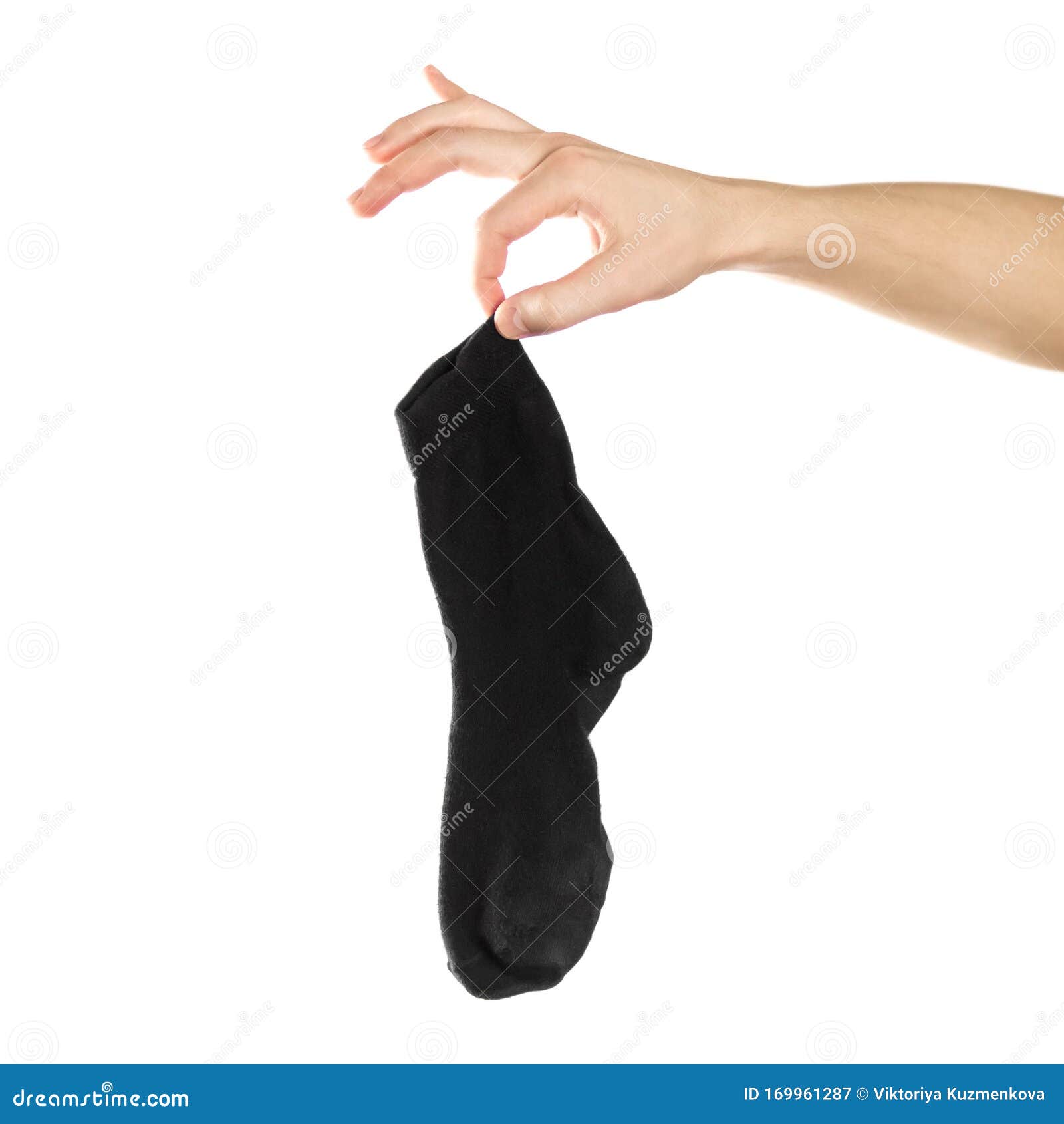 Hand Holds Dirty Smelly Sock. Close Up Stock Image - Image of foul