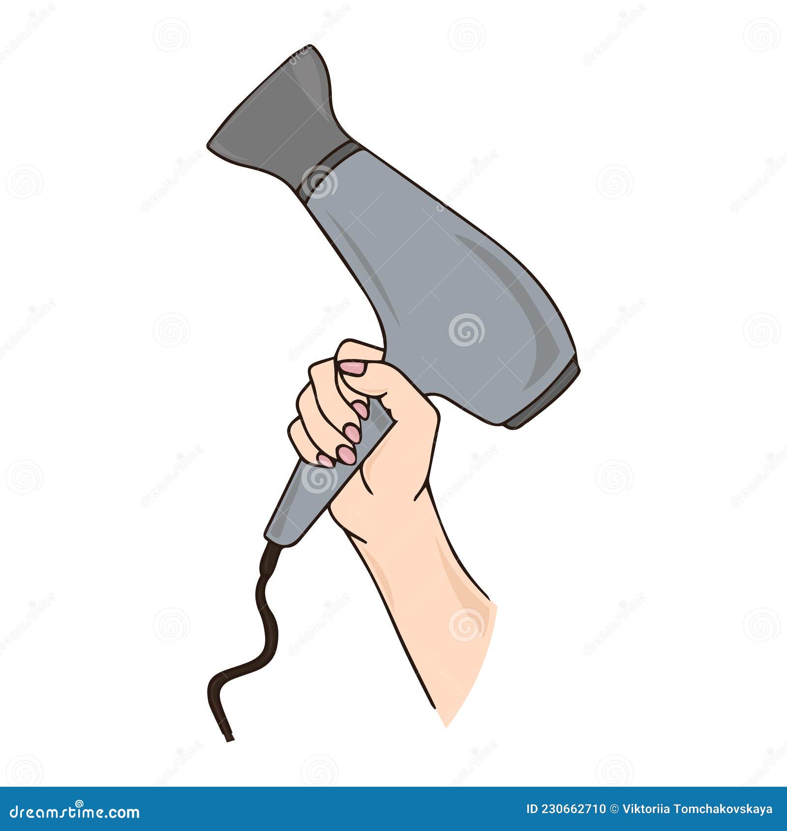 Hand Holds Hairdryer Concept Hair Dryer Vector Illustration Isolated on  White Background Stock Vector  Illustration of comb hand 230662710