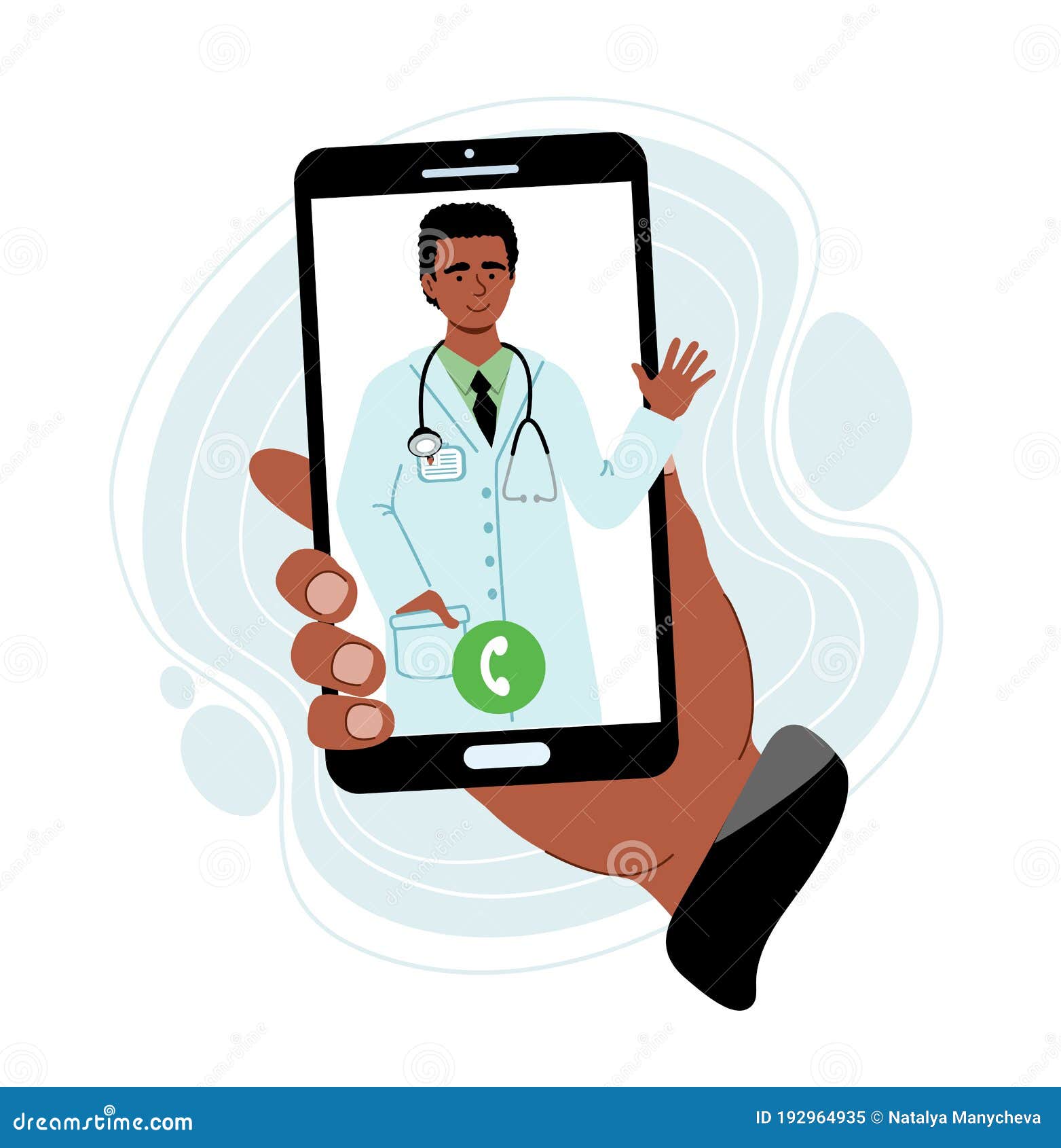 hand holds a phone with a with a doctorÃ¢â¬â¢s contact. online consultation doctor concept. medical diagnostics over the internet.
