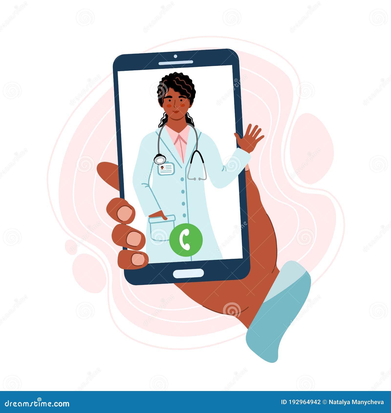 hand holds a phone with a with a doctorÃ¢â¬â¢s contact. online consultation doctor concept. medical diagnostics over the internet.