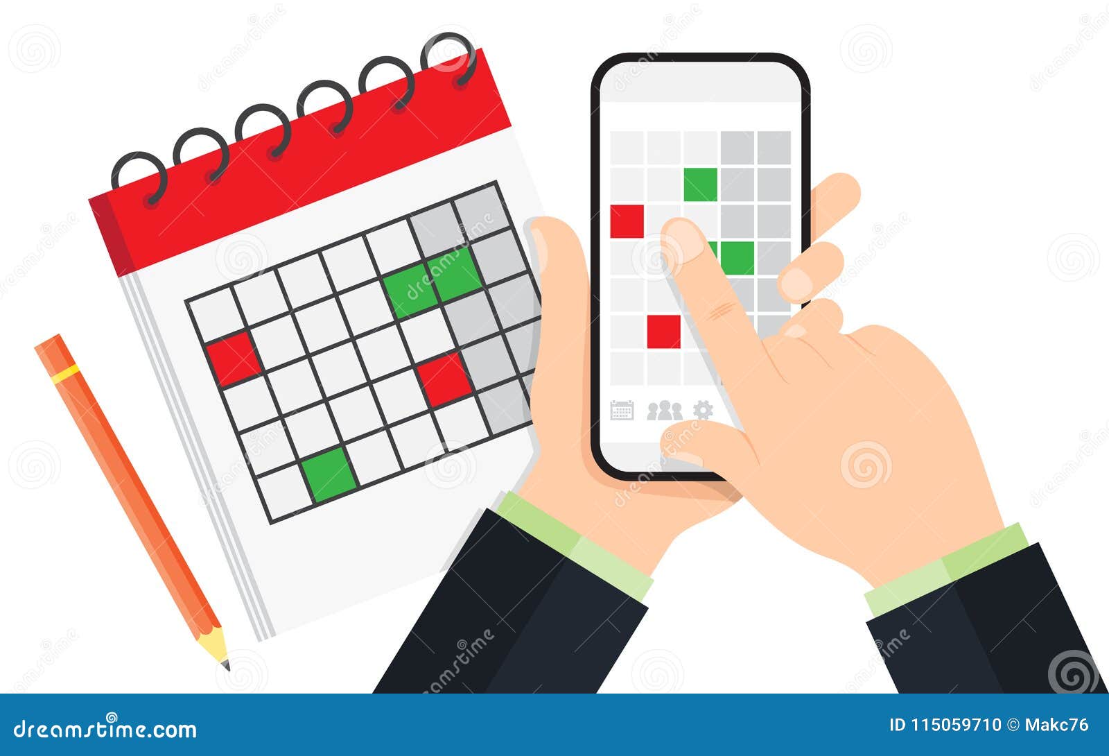 Planning on Smartphone in Calendar App Stock Vector Illustration of Planning on Smartphone in Calendar App Stock Vector Illustration of