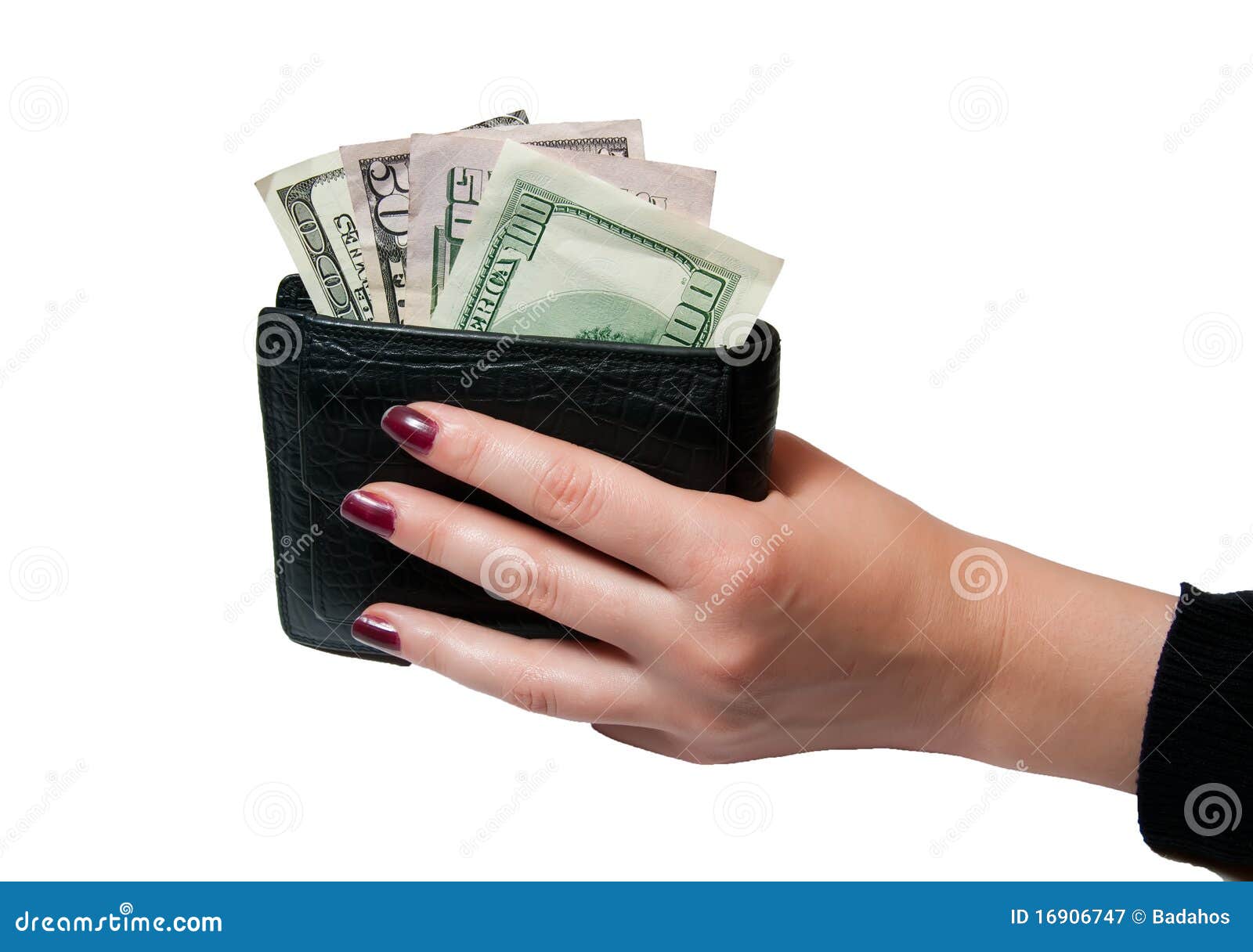 Hand holds the purse stock image. Image of purchase, leather 16906747