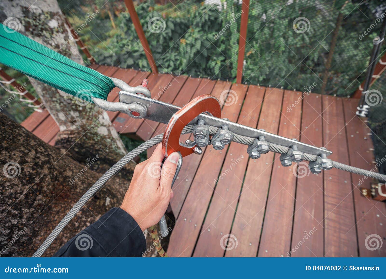 Hand Holds Safety Ring on Cable Sling Stock Photo - Image of