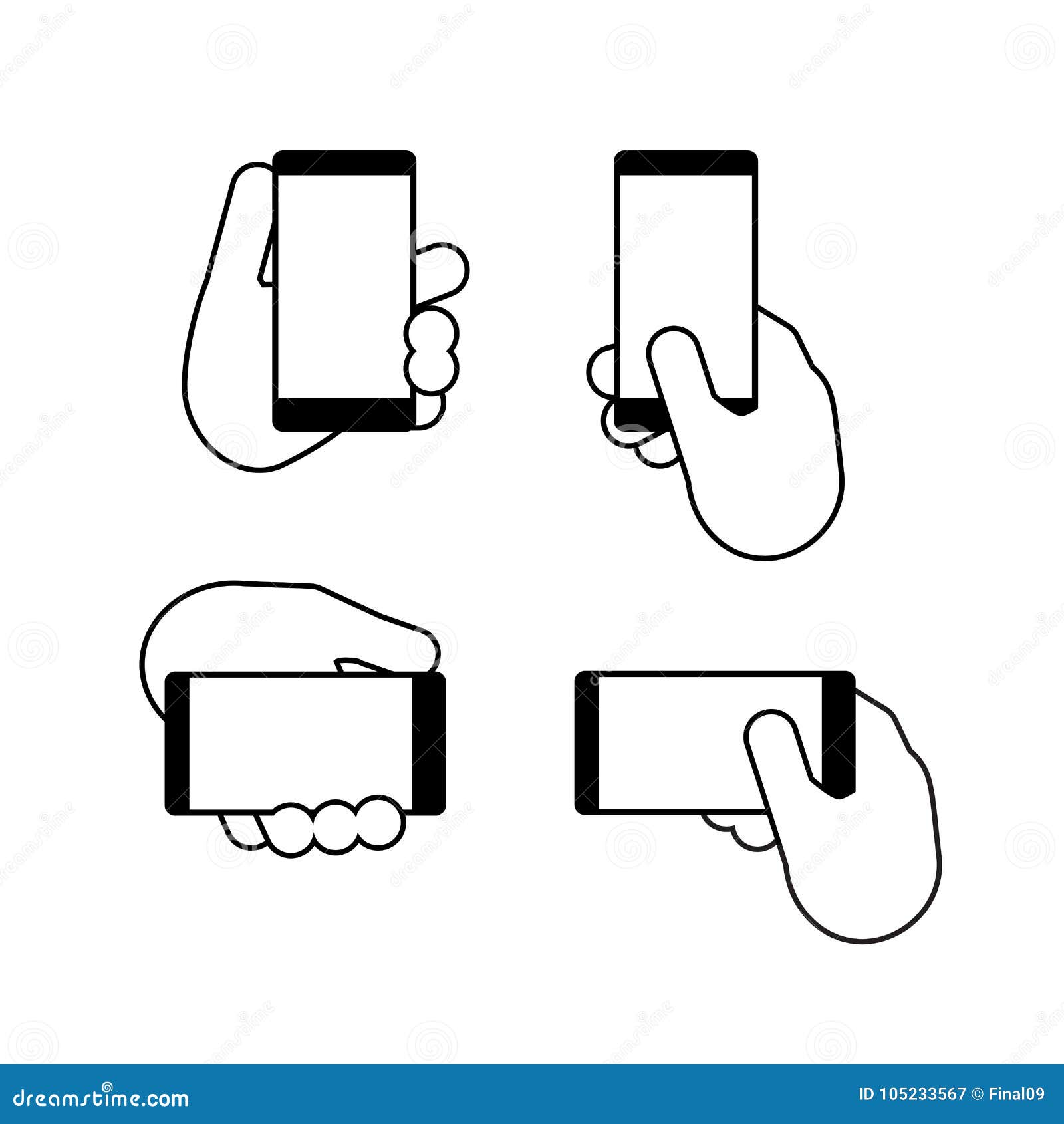 Hand Holds a Smart Phone in Vertical and Horizontal Position Stock ...