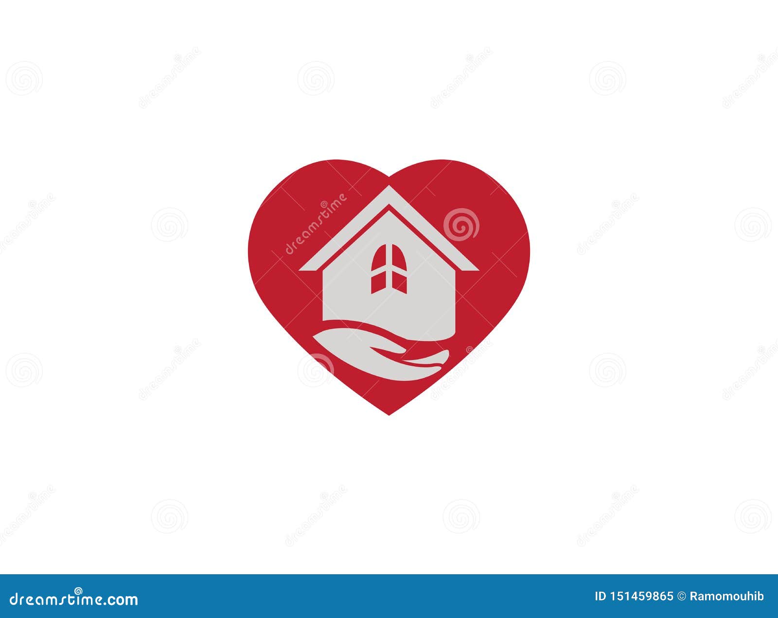 Hand and Home in the Heart for Logo Design Illustration Stock