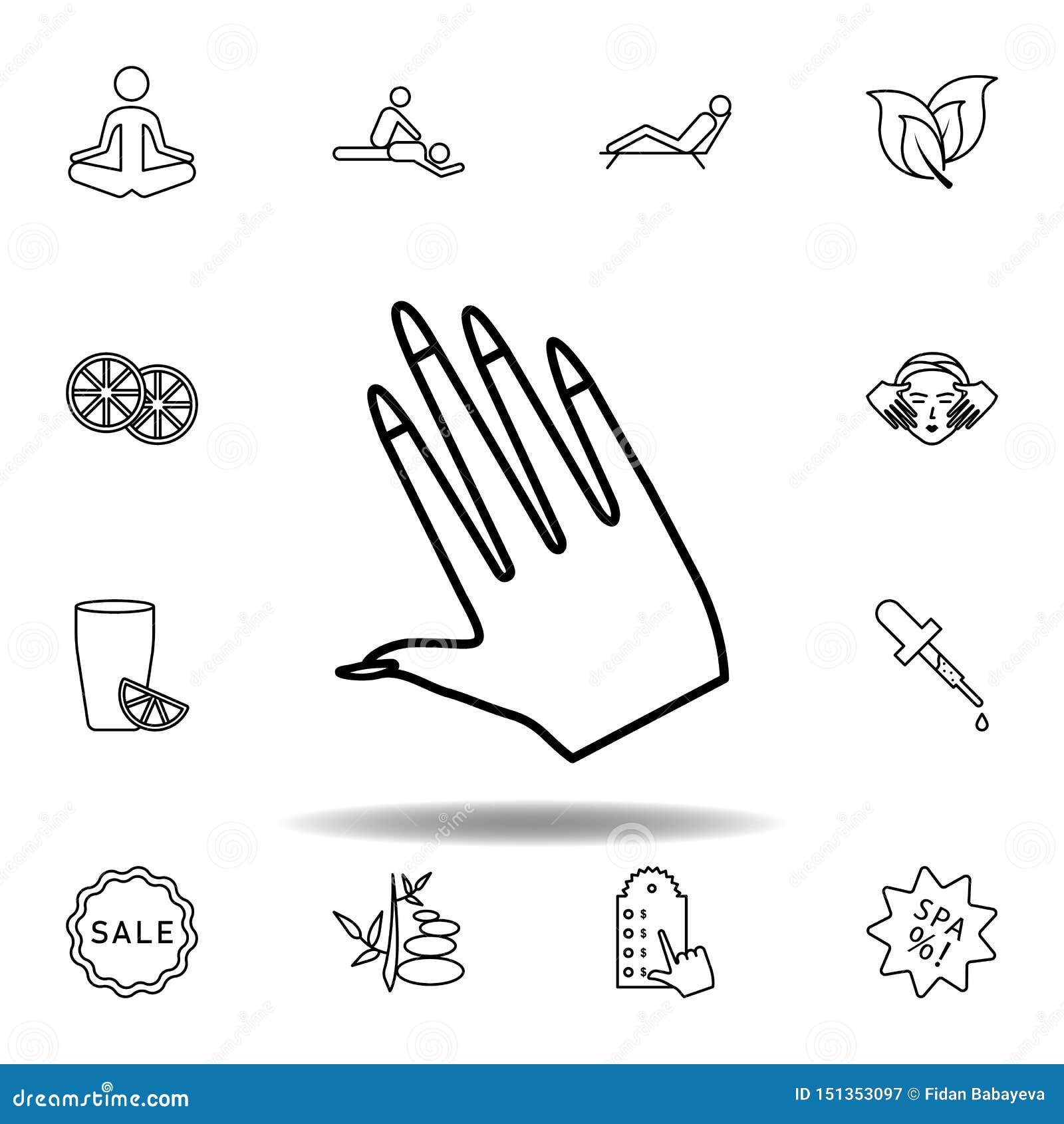 Hand of Human Outline Icon. Detailed Set of Spa and Relax Illustrations ...