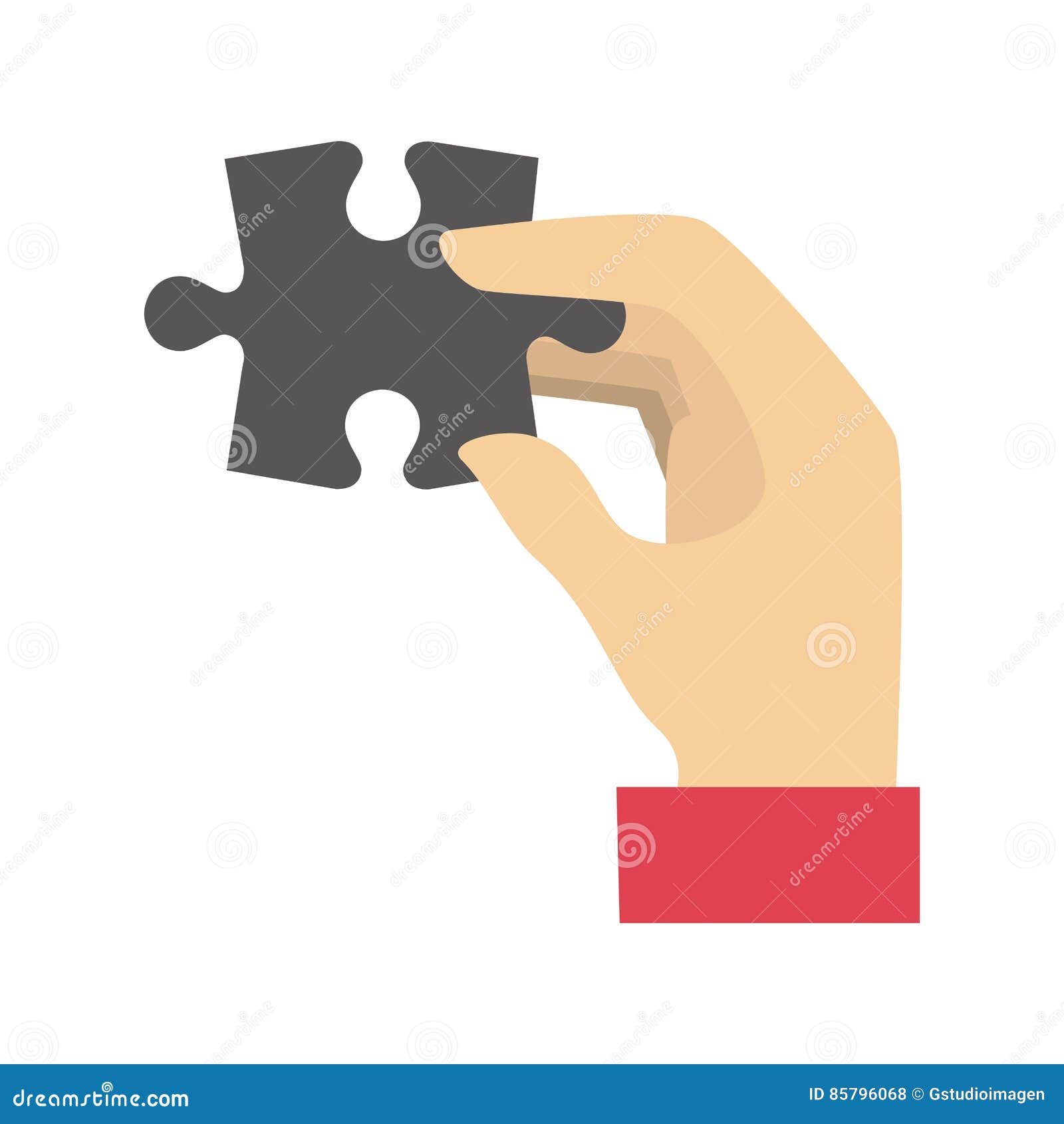 Hand Human with Puzzle Game Piece Isolated Icon Stock Vector
