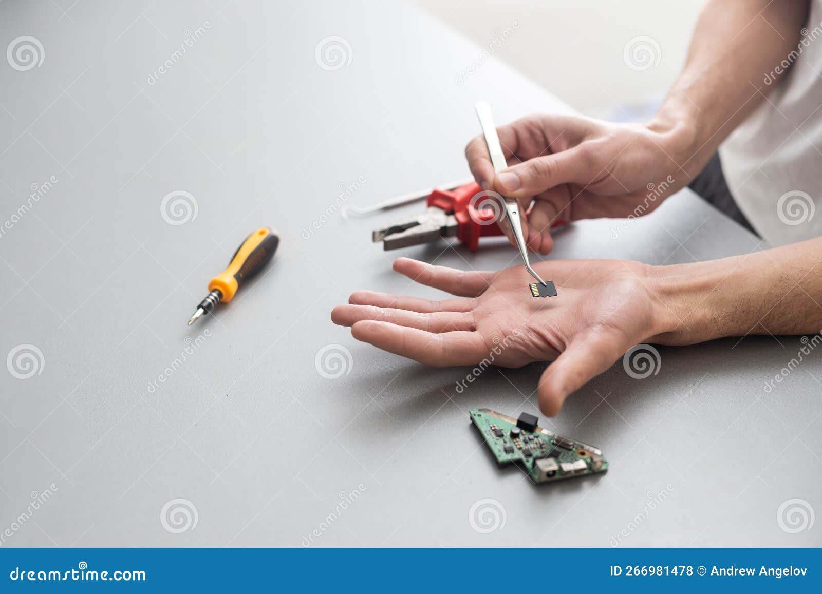 Implantation Of Chip Under The Human Skin. Microchip Is Connected To