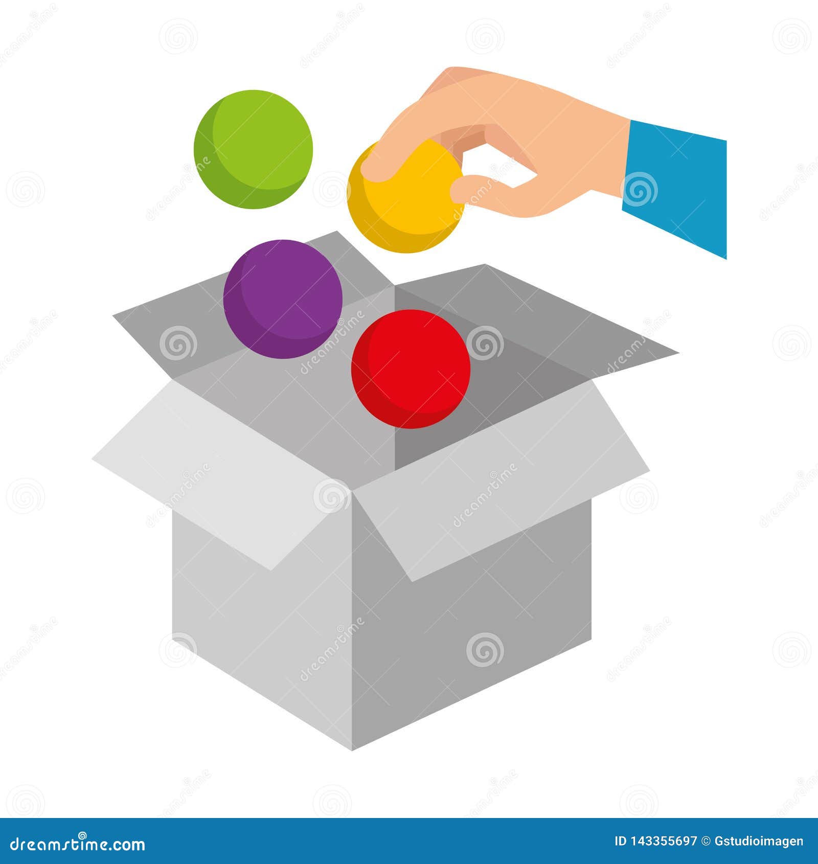 Hand Insert Ball in Box Carton Stock Vector Illustration of packaging