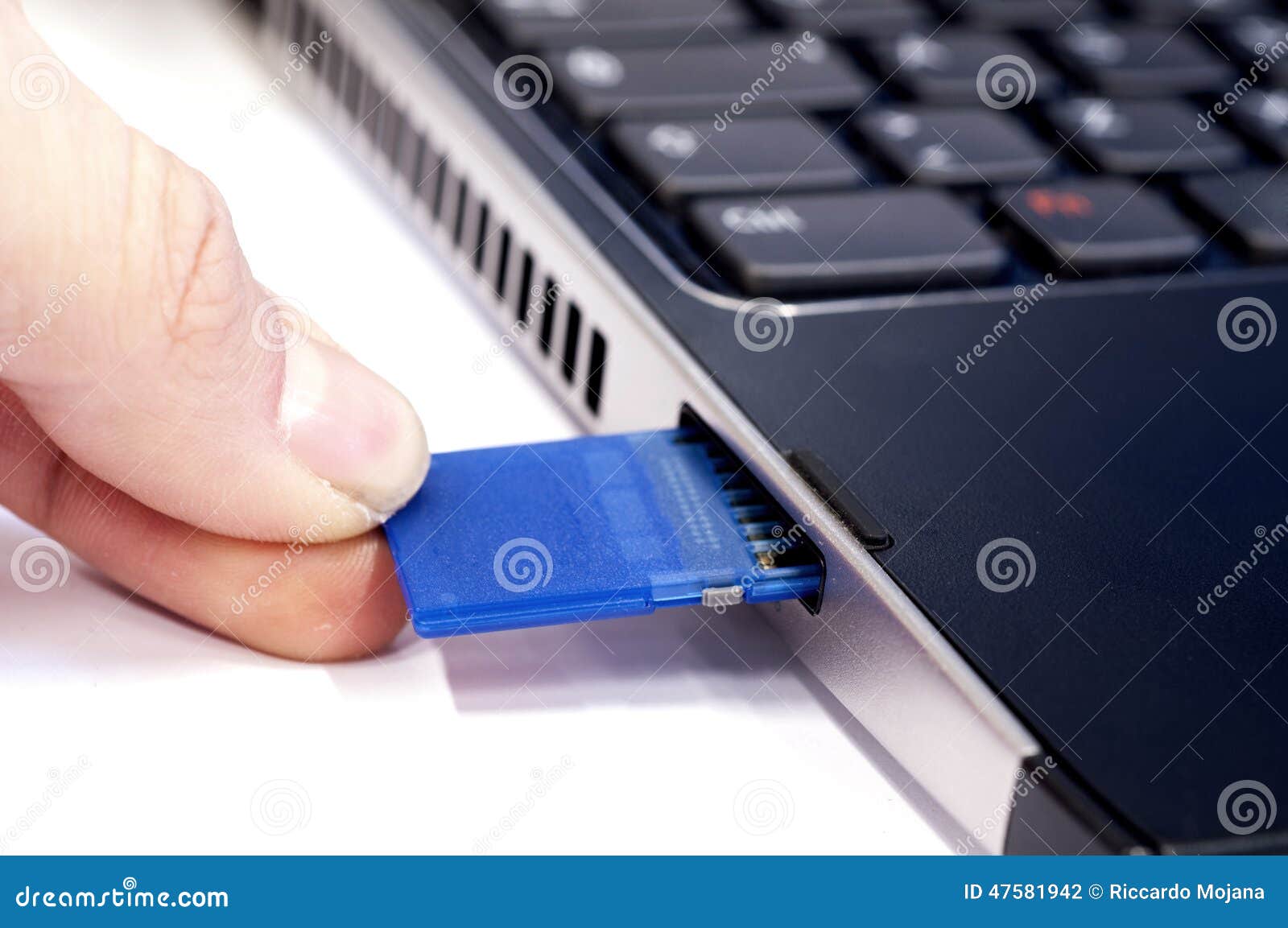Hand Inserting SD Card In Laptop Stock Photo - Image of drive, compartment: 47581942