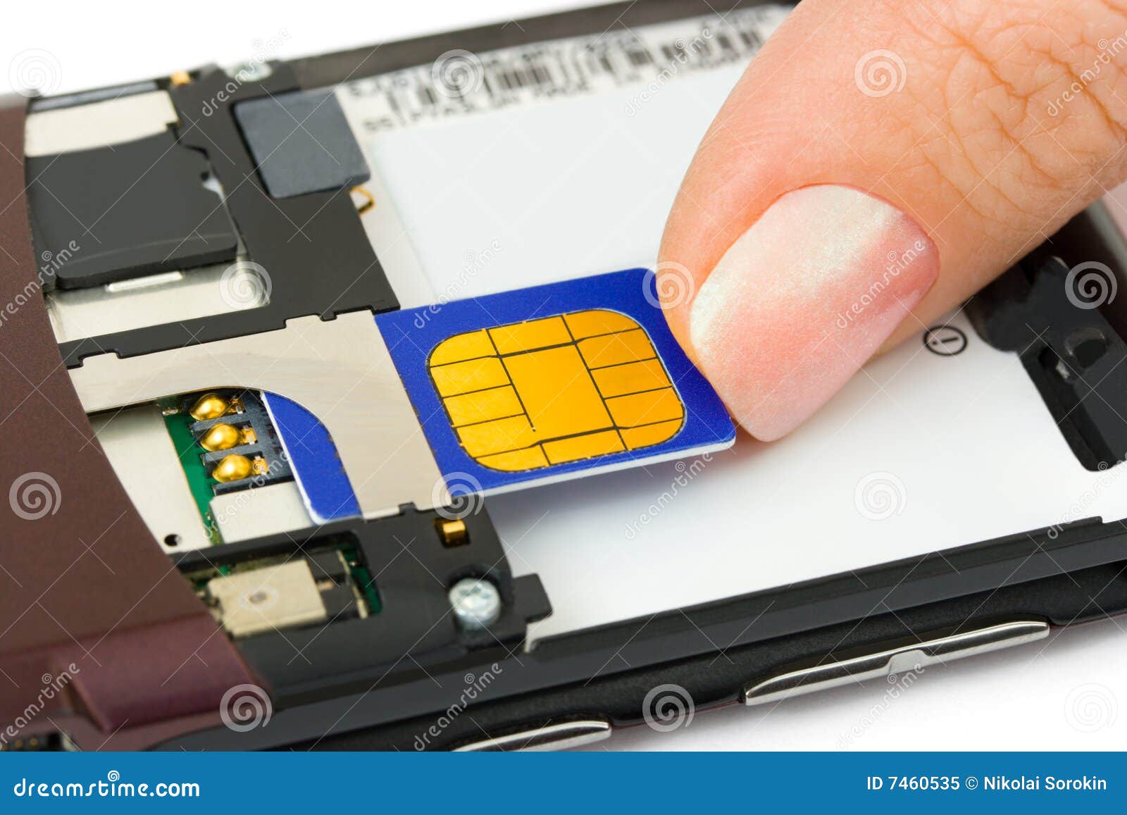 Hand Install Sim Card To Mobile Phone Stock Image Image Of Finger