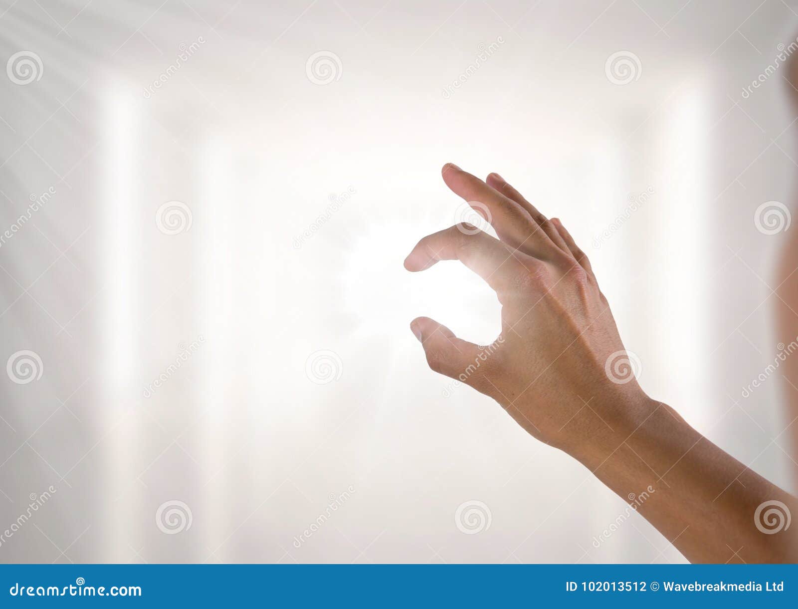 Hand Interacting and Pinching with Bright Light Shining through Fingers