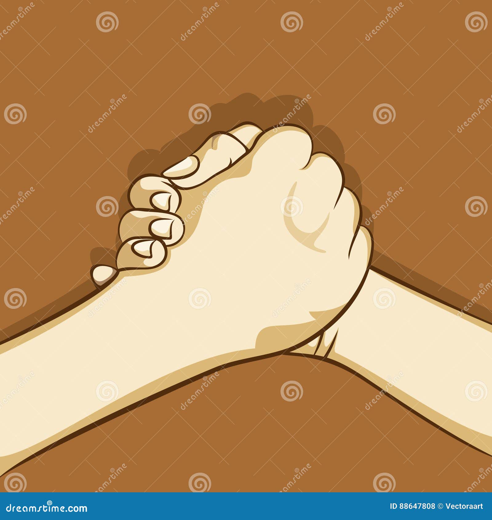 Two Hand Holding Each Other With Strong Grip Cartoon Vector