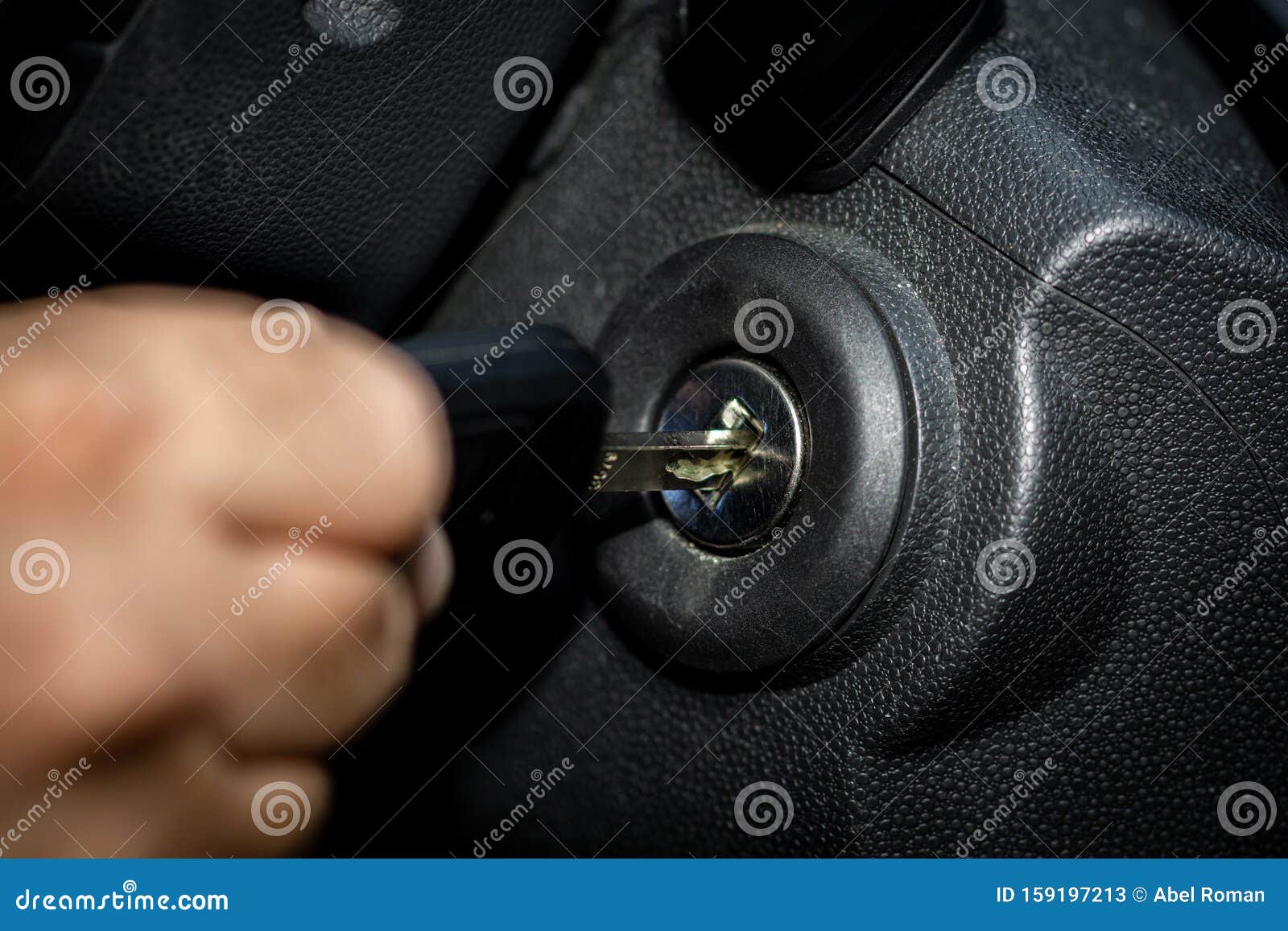 Hand with Car Key and Ignition Lock Stock Image Image of object