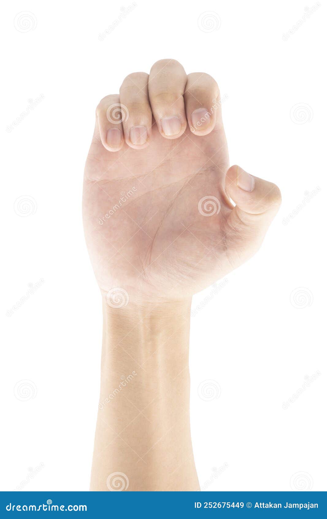 hand with kinked fingers,  on white background, clipping path included.